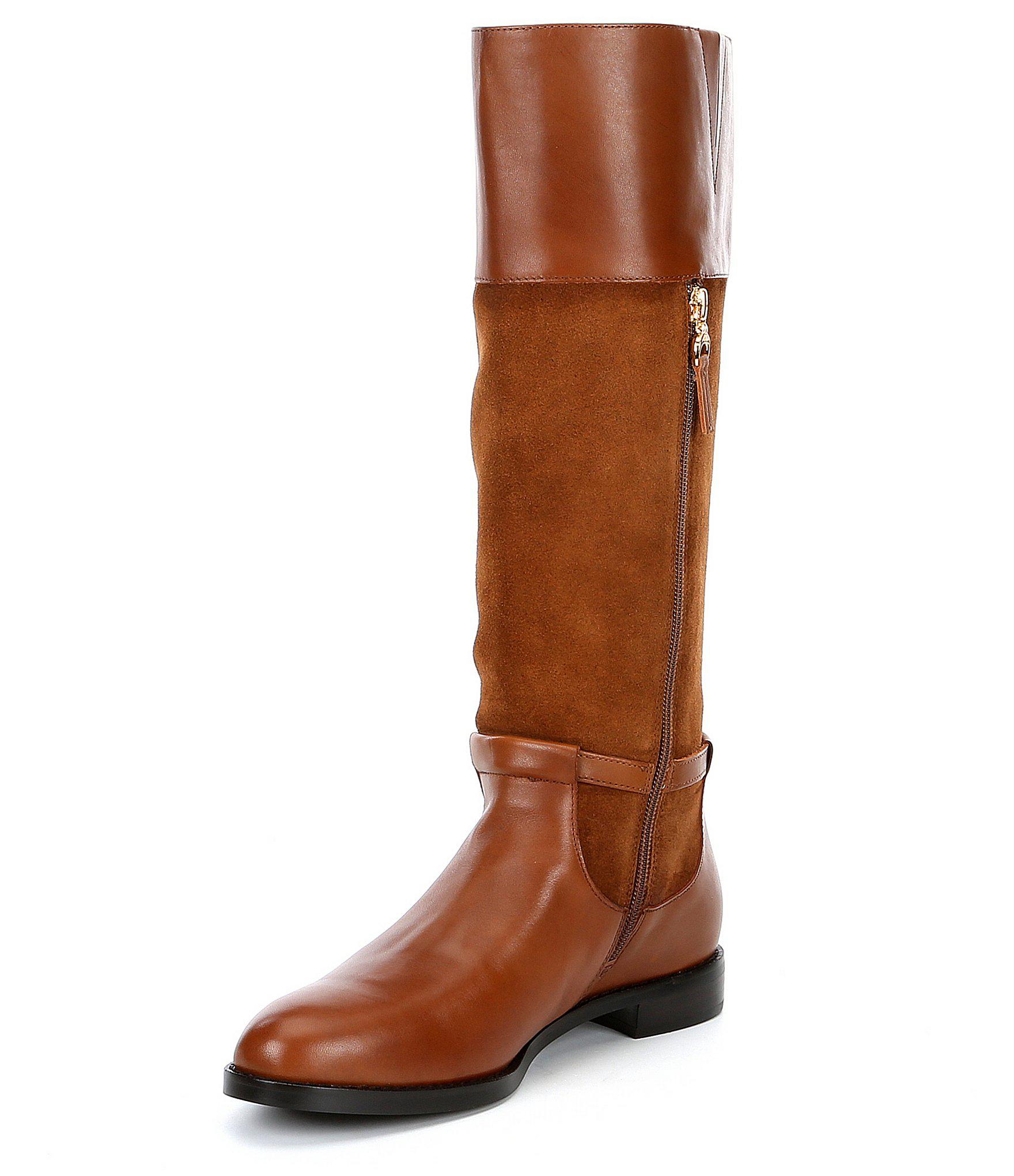 Lauren by Ralph Lauren Harlee Leather And Suede Tall Boots in Brown - Lyst