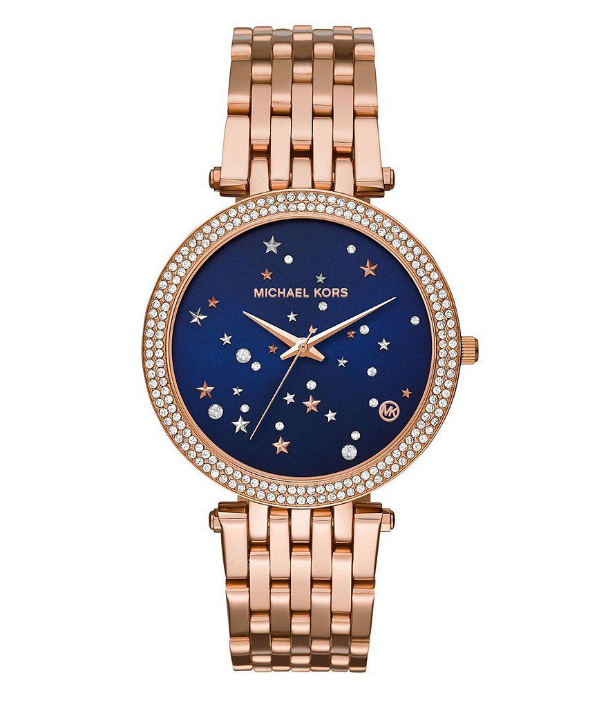 michael kors darci rose gold plated bracelet watch & bangle