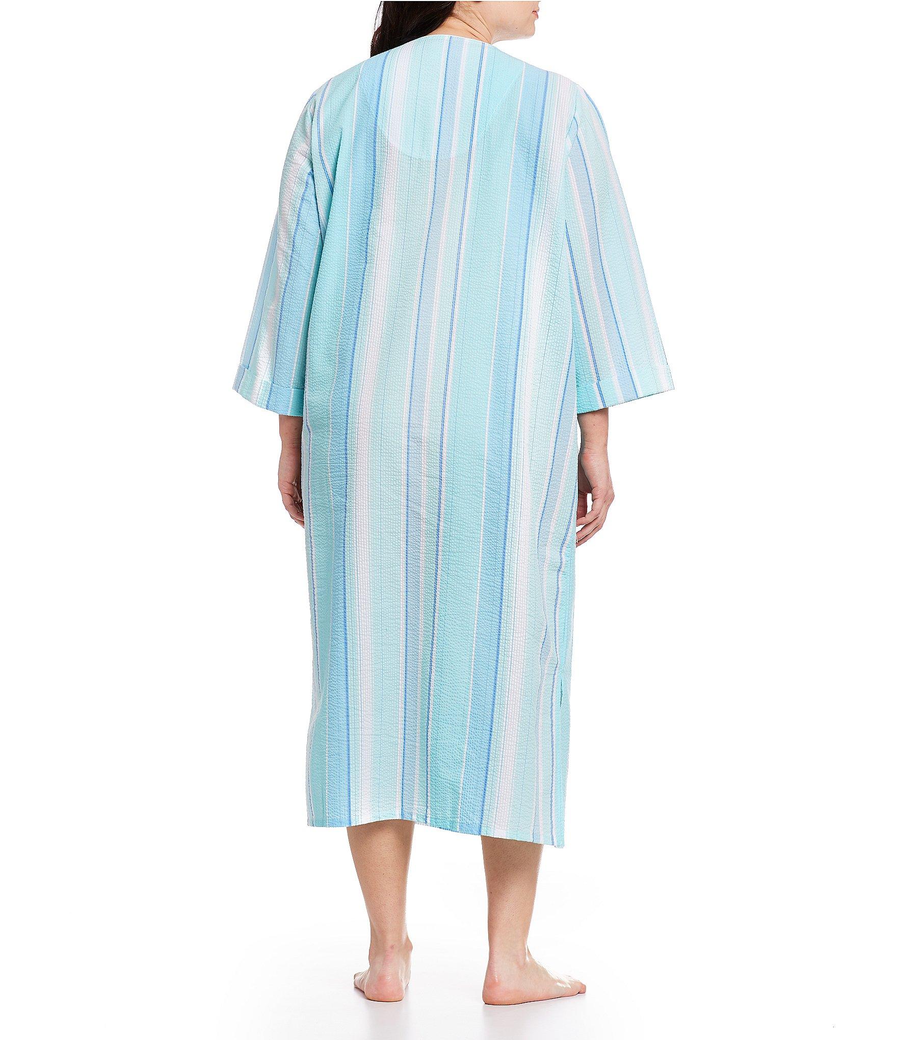 Lyst Miss Elaine Plus Seersucker Long Zipfront Robe in Blue