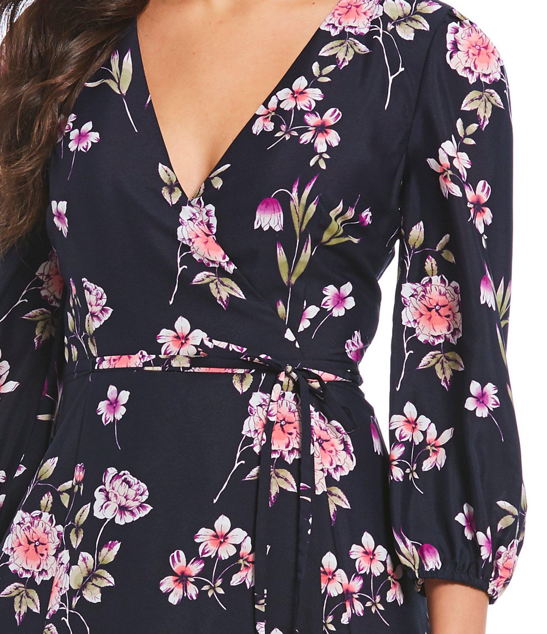 eliza j floral wrap dress