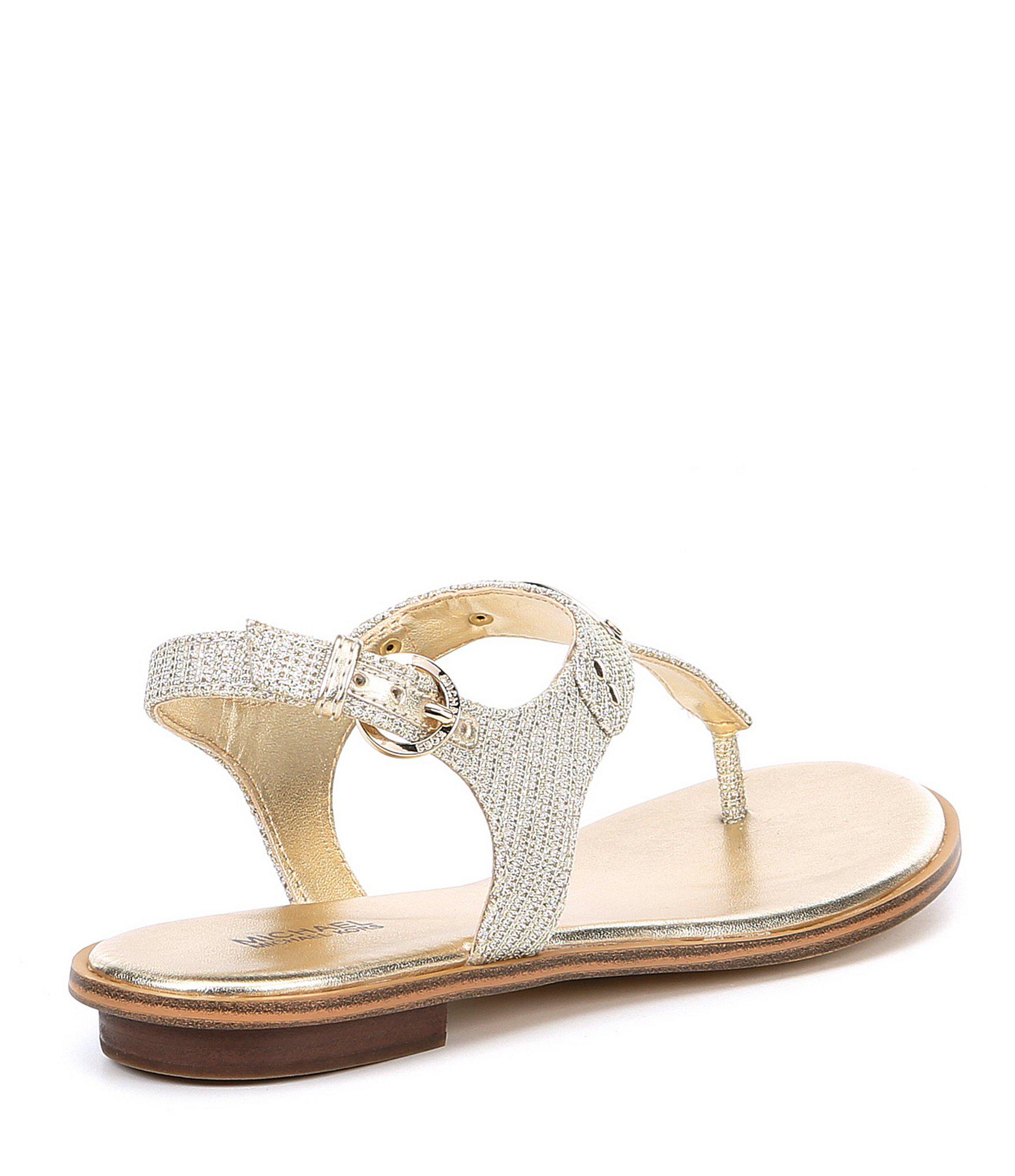 mk plate glitter thong sandals