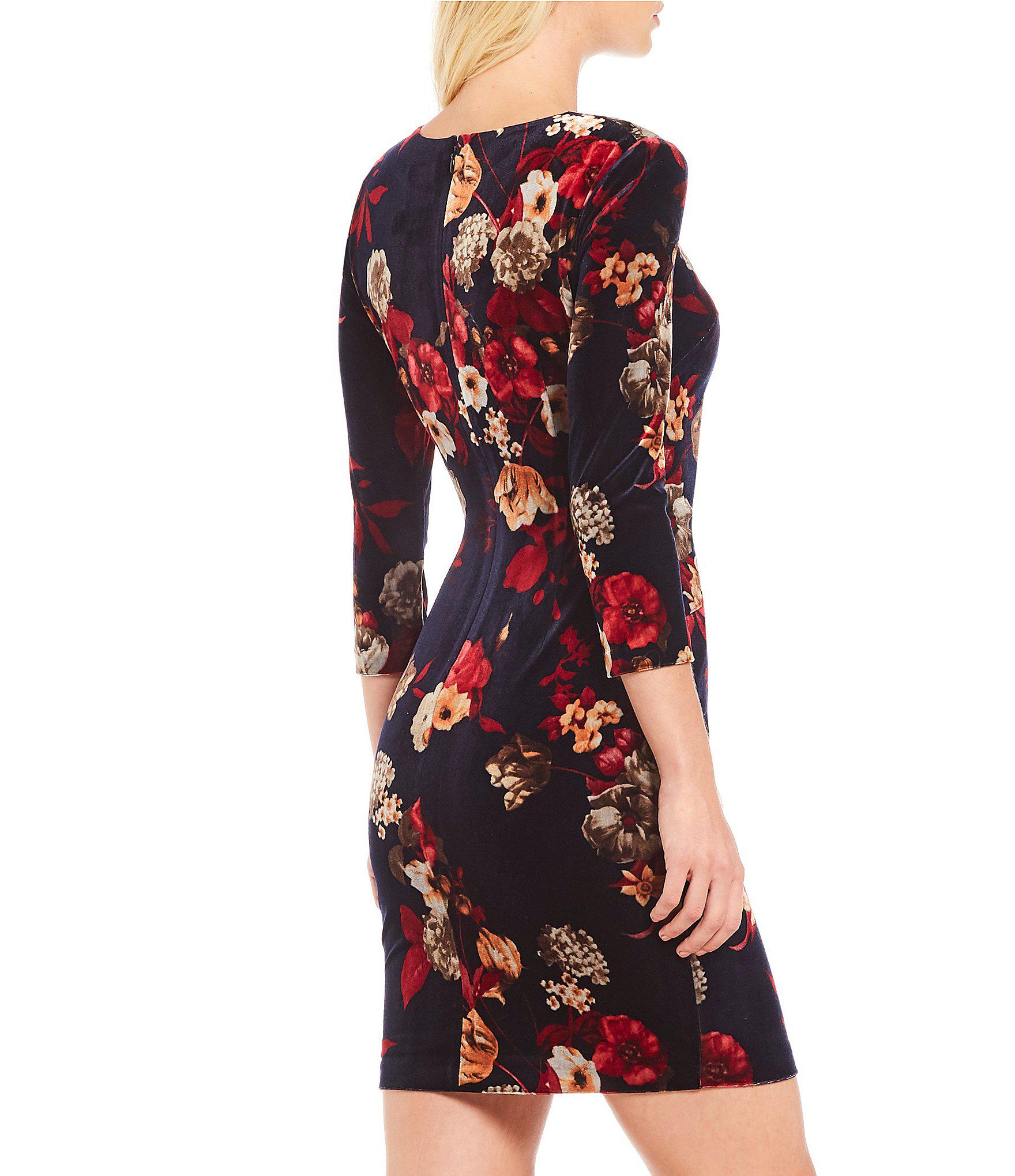 vince camuto floral velvet dress