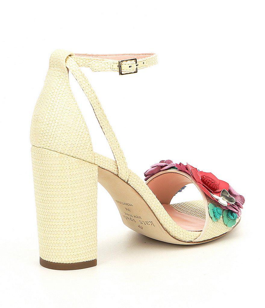  Kate  Spade  Obelie Raffia Floral Detail Ankle Strap Block 