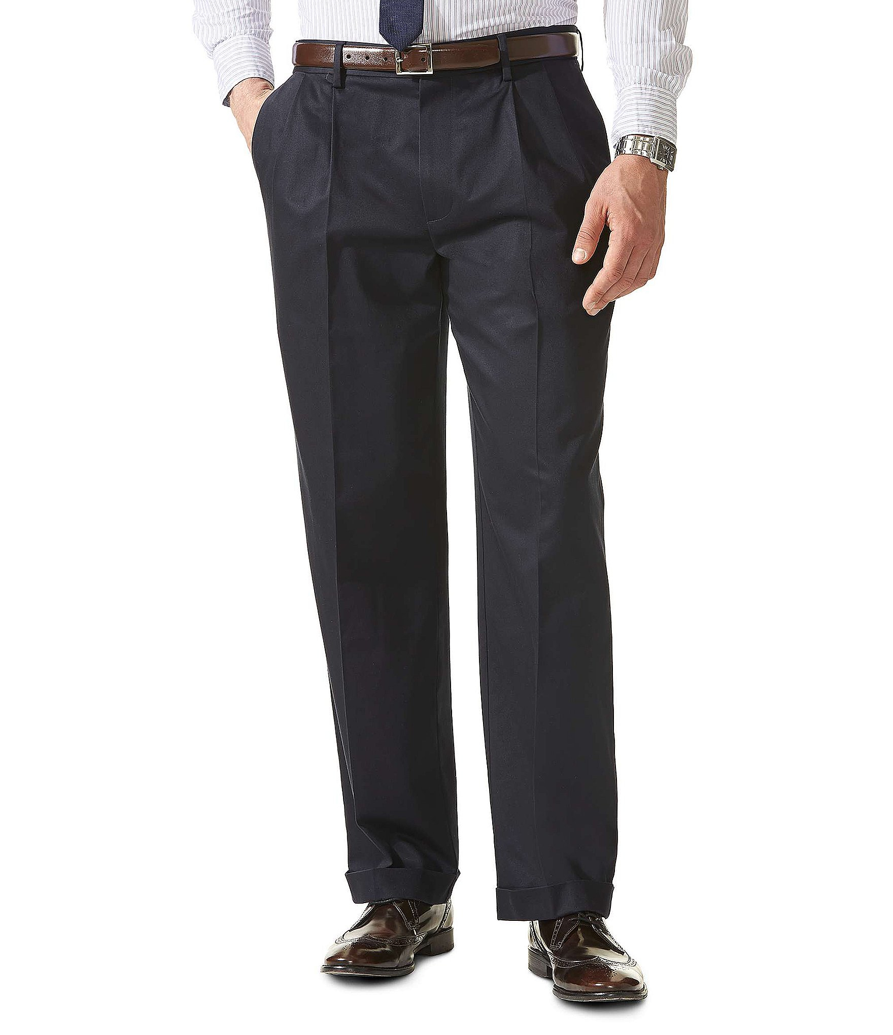Lyst - Dockers Insignia Pleated Classic Fit Never-iron Pants in Black ...
