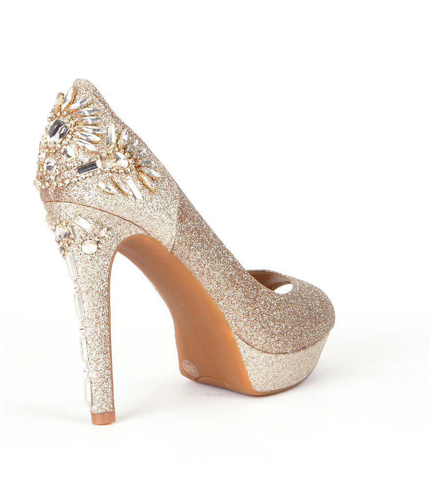 jeweled heel pumps