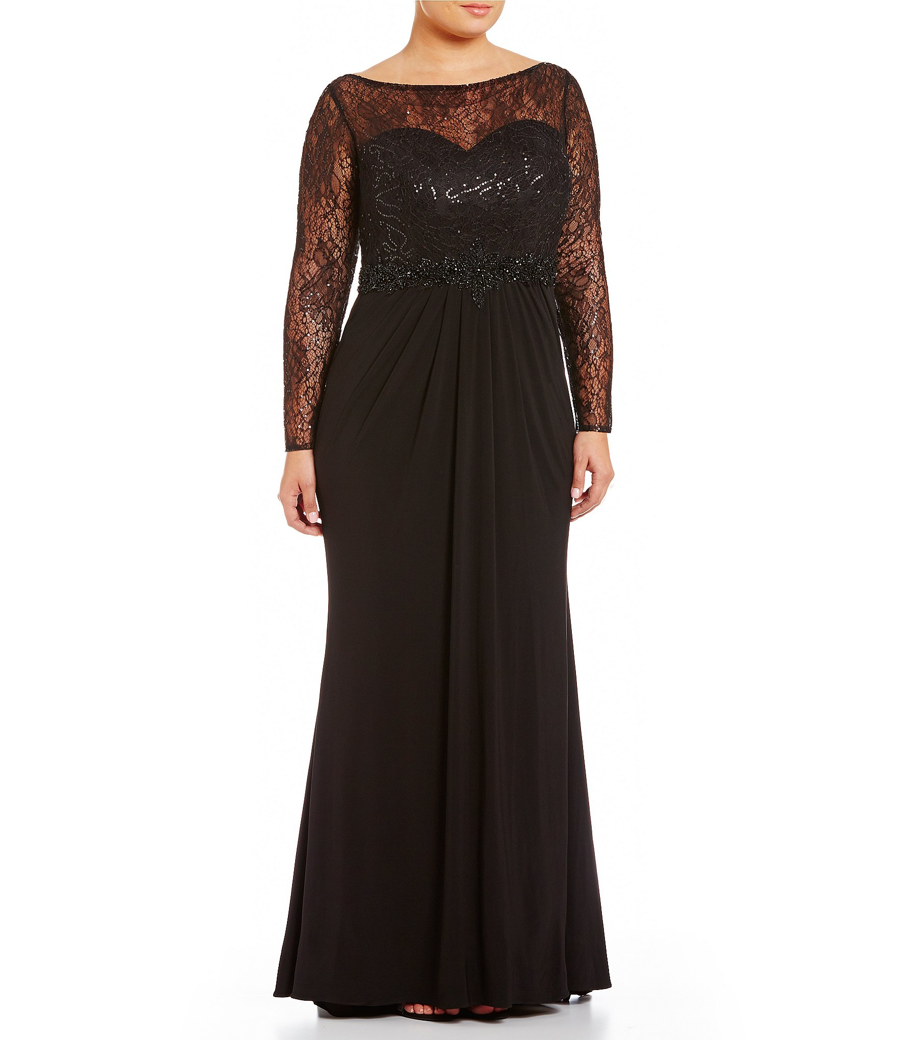 mac duggal sequin slit gown