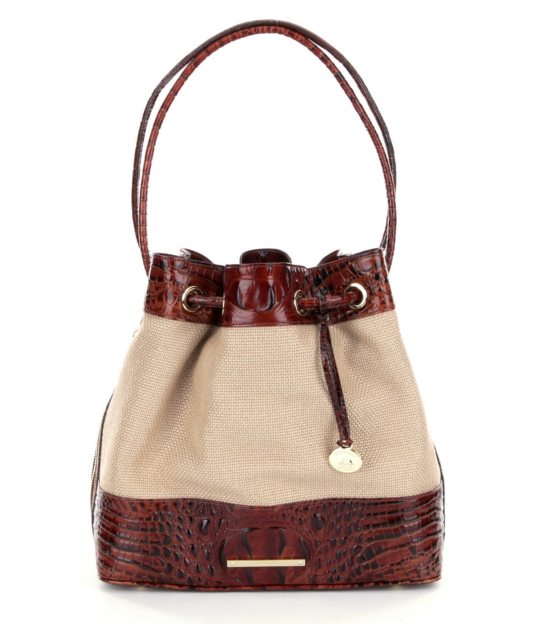 Brahmin Harbor Collection Trina Drawstring Bucket Bag in Brown Lyst