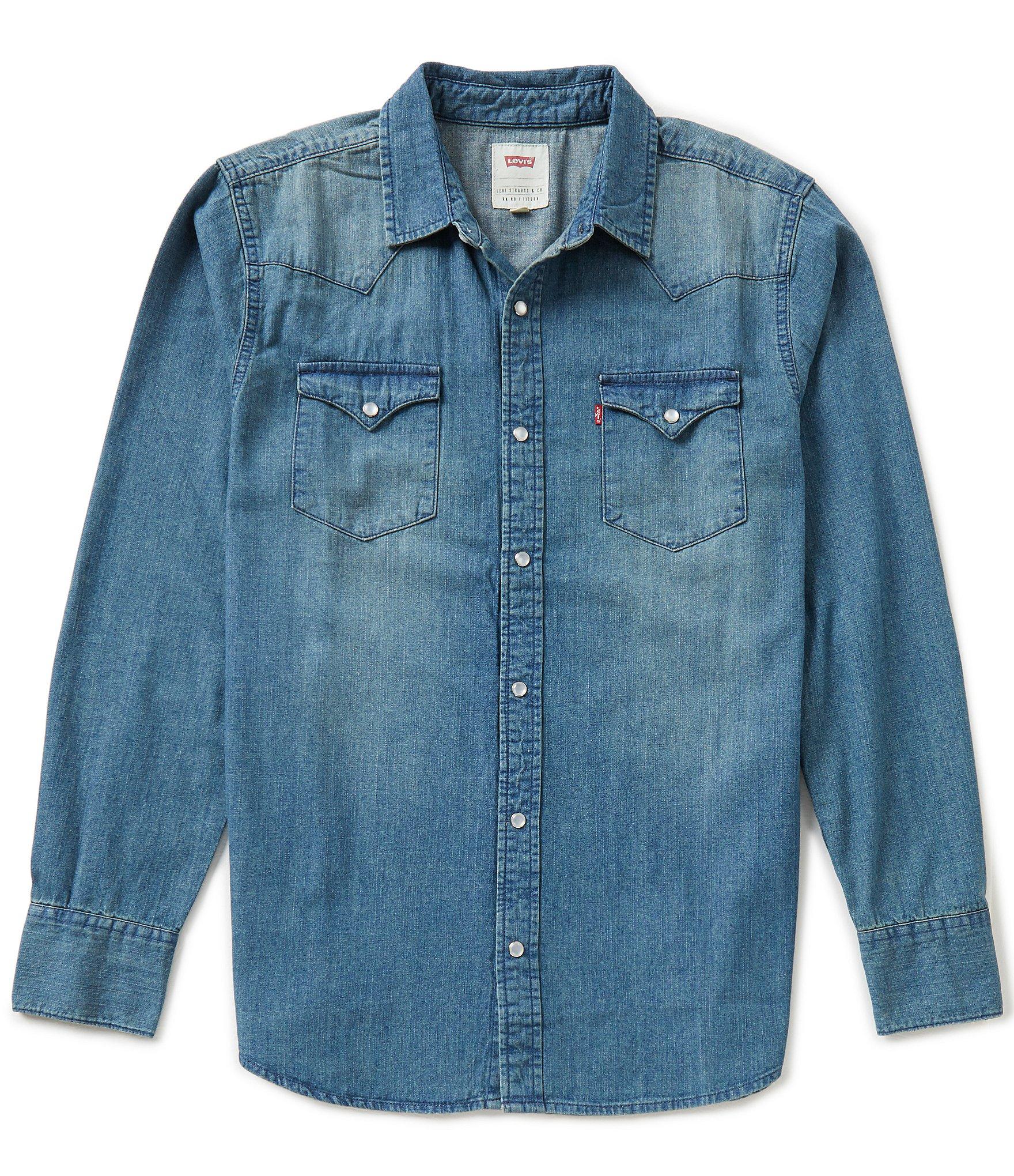 Lyst - Levi'S Levi ́s® Barstow Solid Snap-front Denim Shirt in Blue for Men