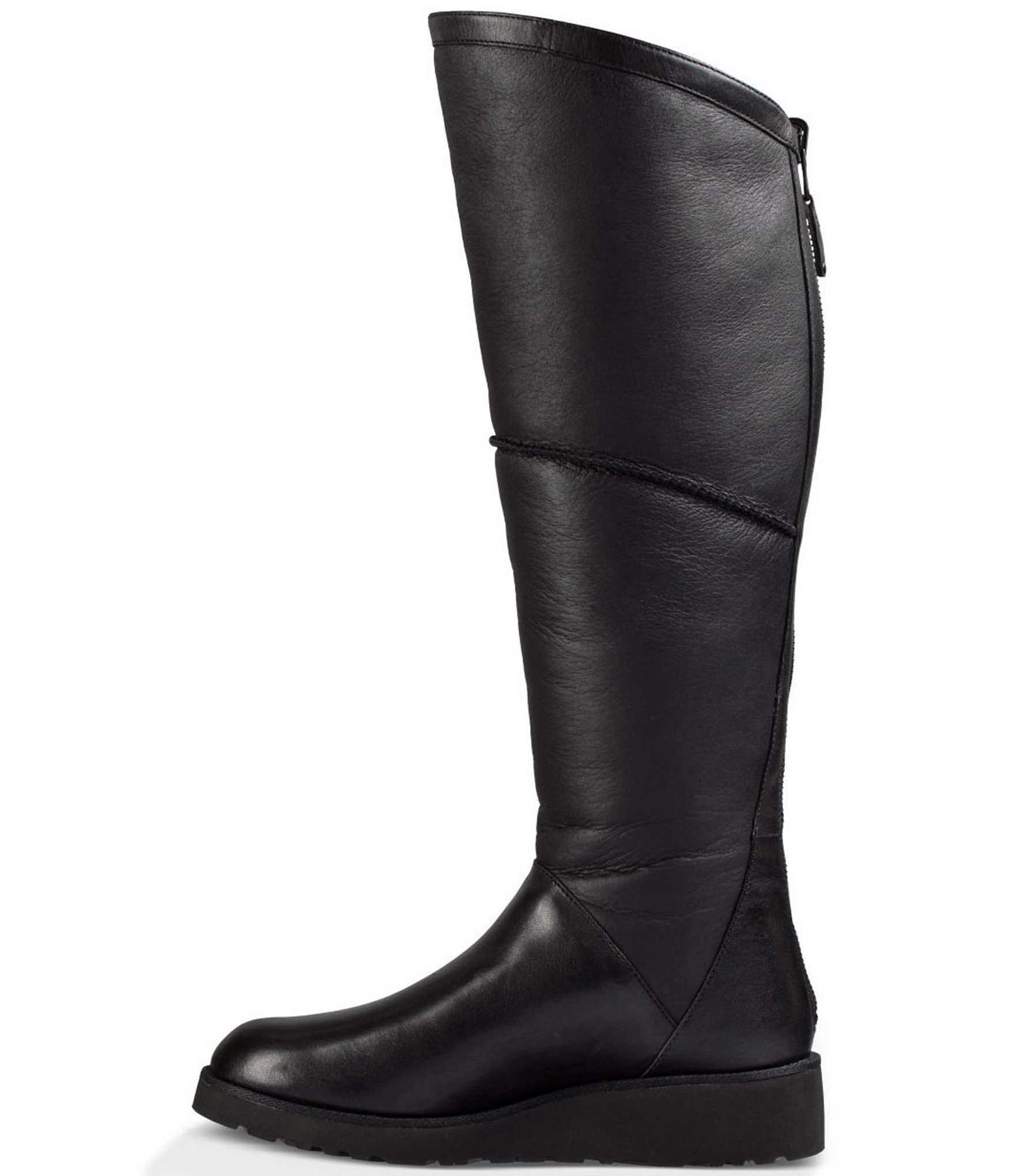 Lyst - Ugg Kendi Sheepskin And Leather Wedge Tall Boots in Black