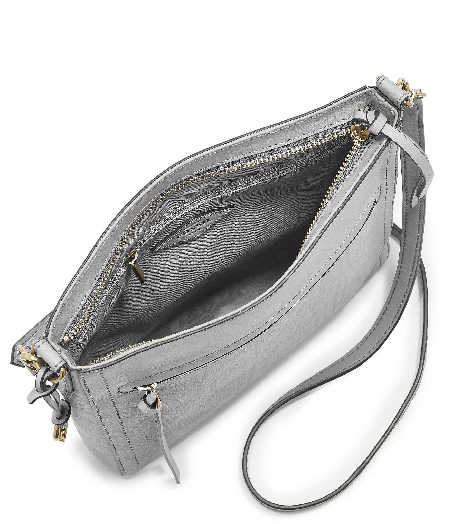 Lyst - Fossil Emma Leather Crossbody Bag in Gray