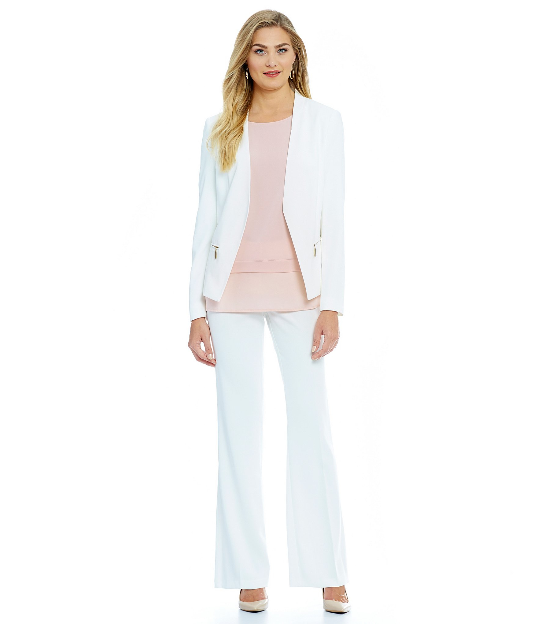 Lyst Ivanka Trump Zip Pocket Open Front Crepe Jacket in White