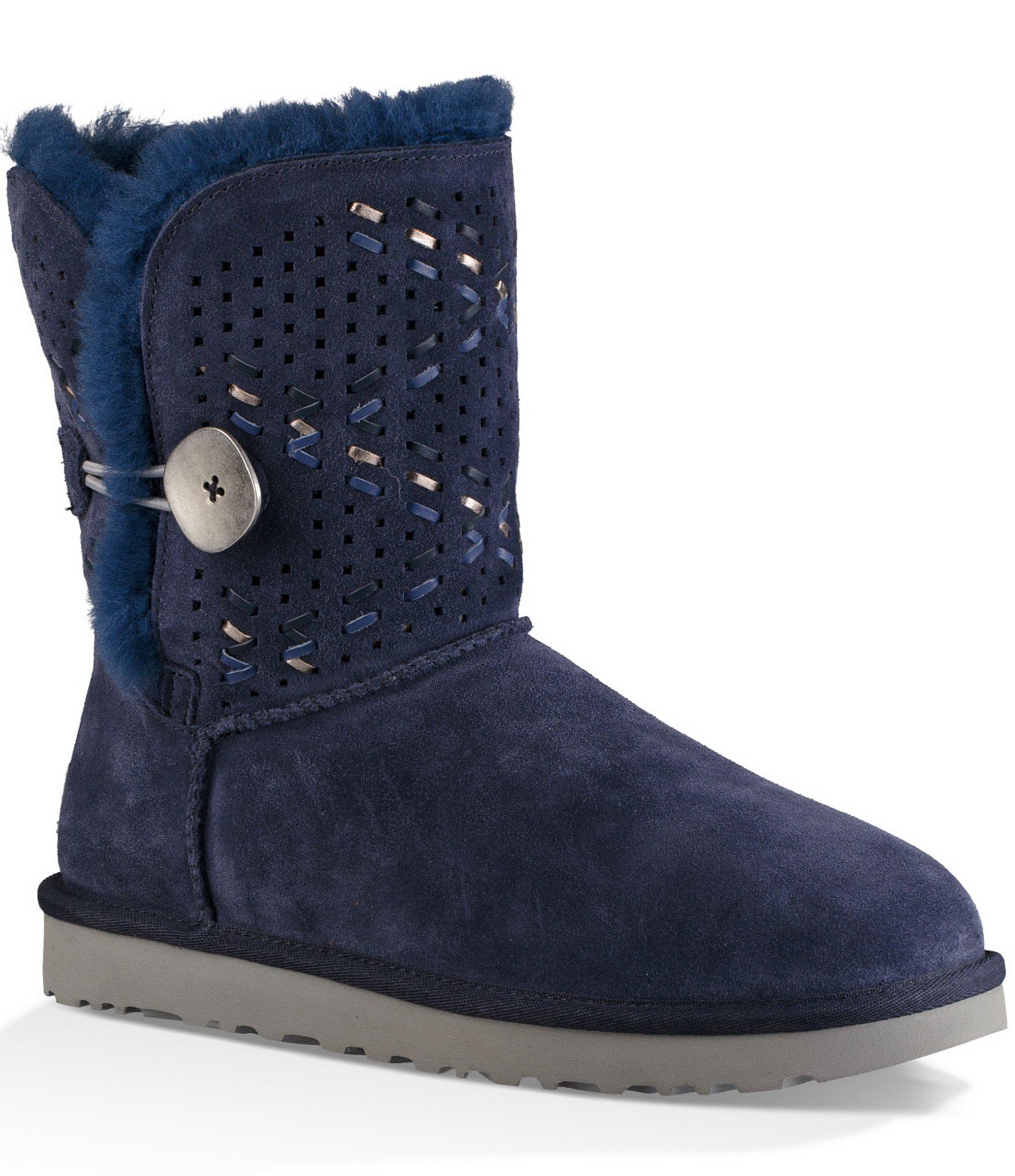 UGG ® Bailey Button Ii Tehuano Perforated Suede Woven Leather Pull-on ...