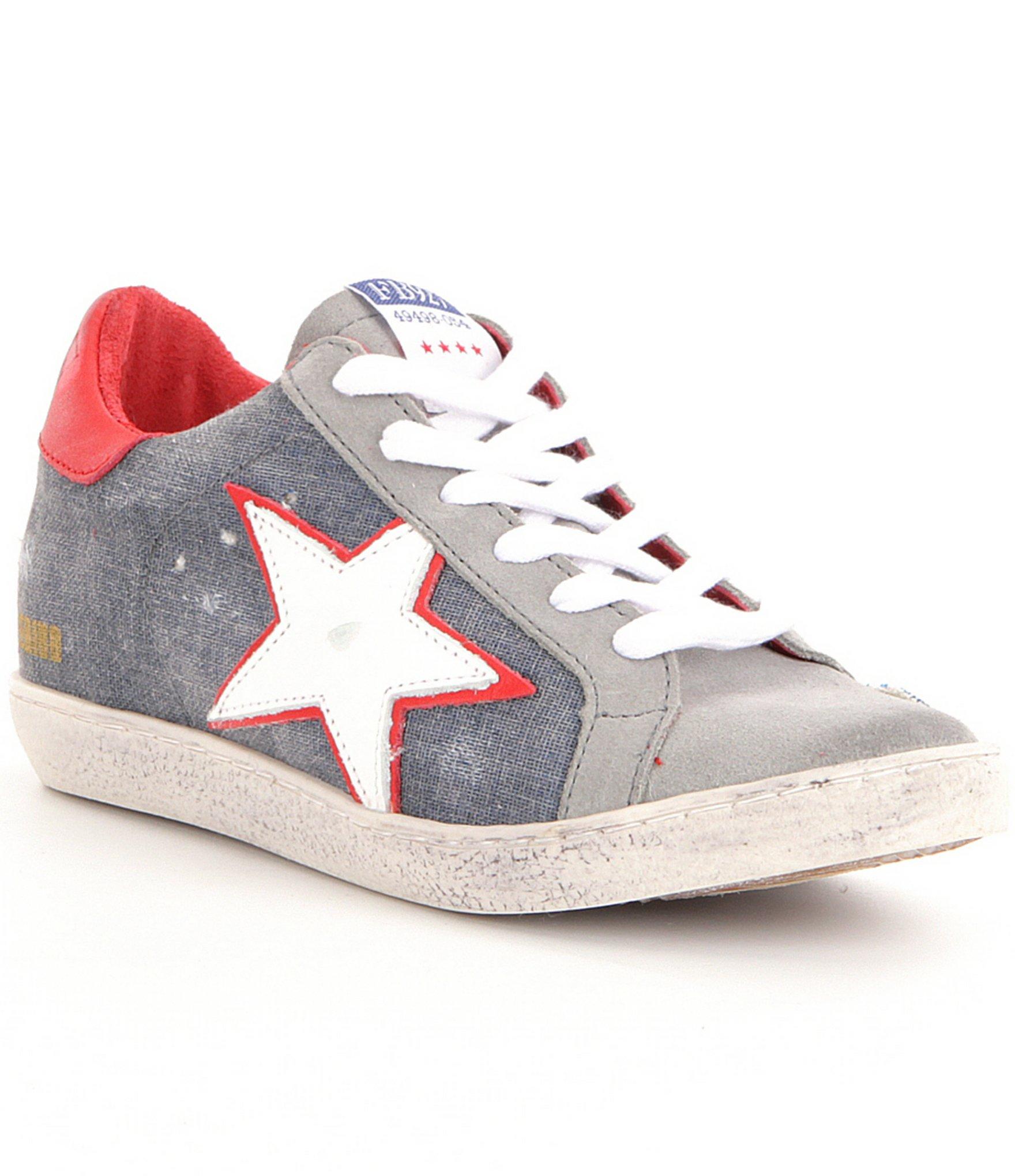 Freebird 927 Star Leather Side Star Detail Denim Lace Up Sneakers
