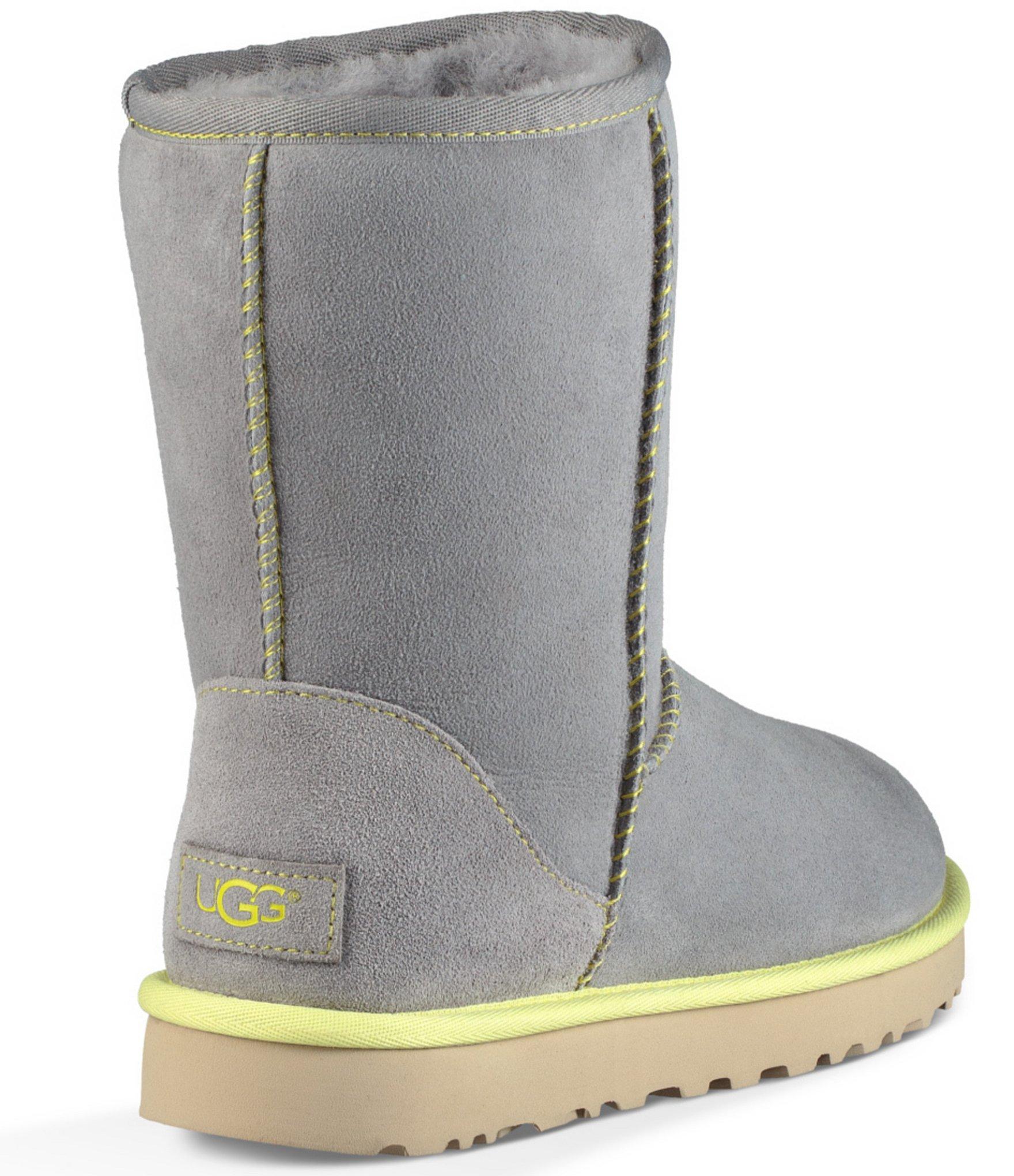 UGG Suede ® Classic Short Ii Sheepskin Lined Pull-on Neon Boots in Gray ...