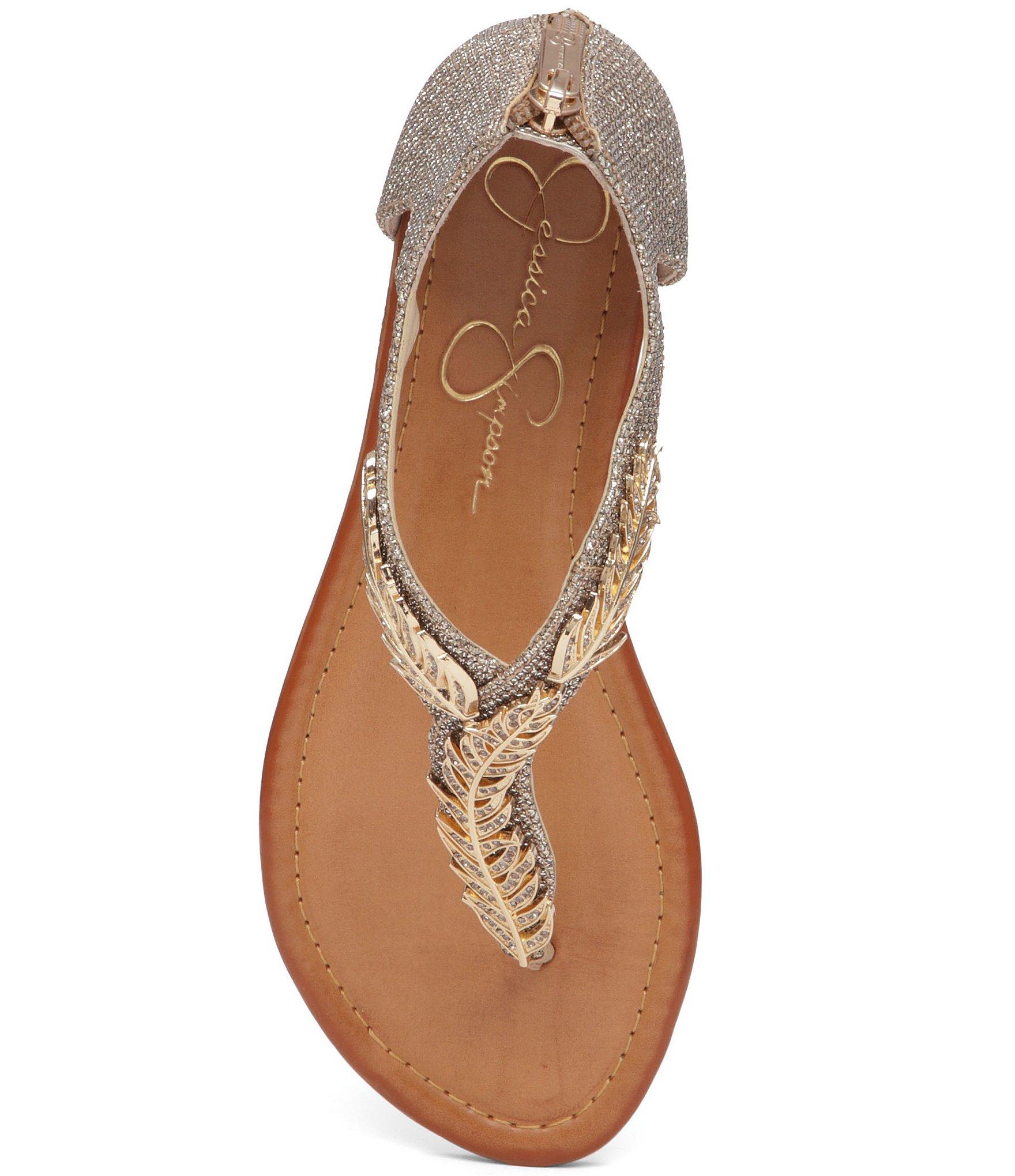 jessica simpson gold flat sandals