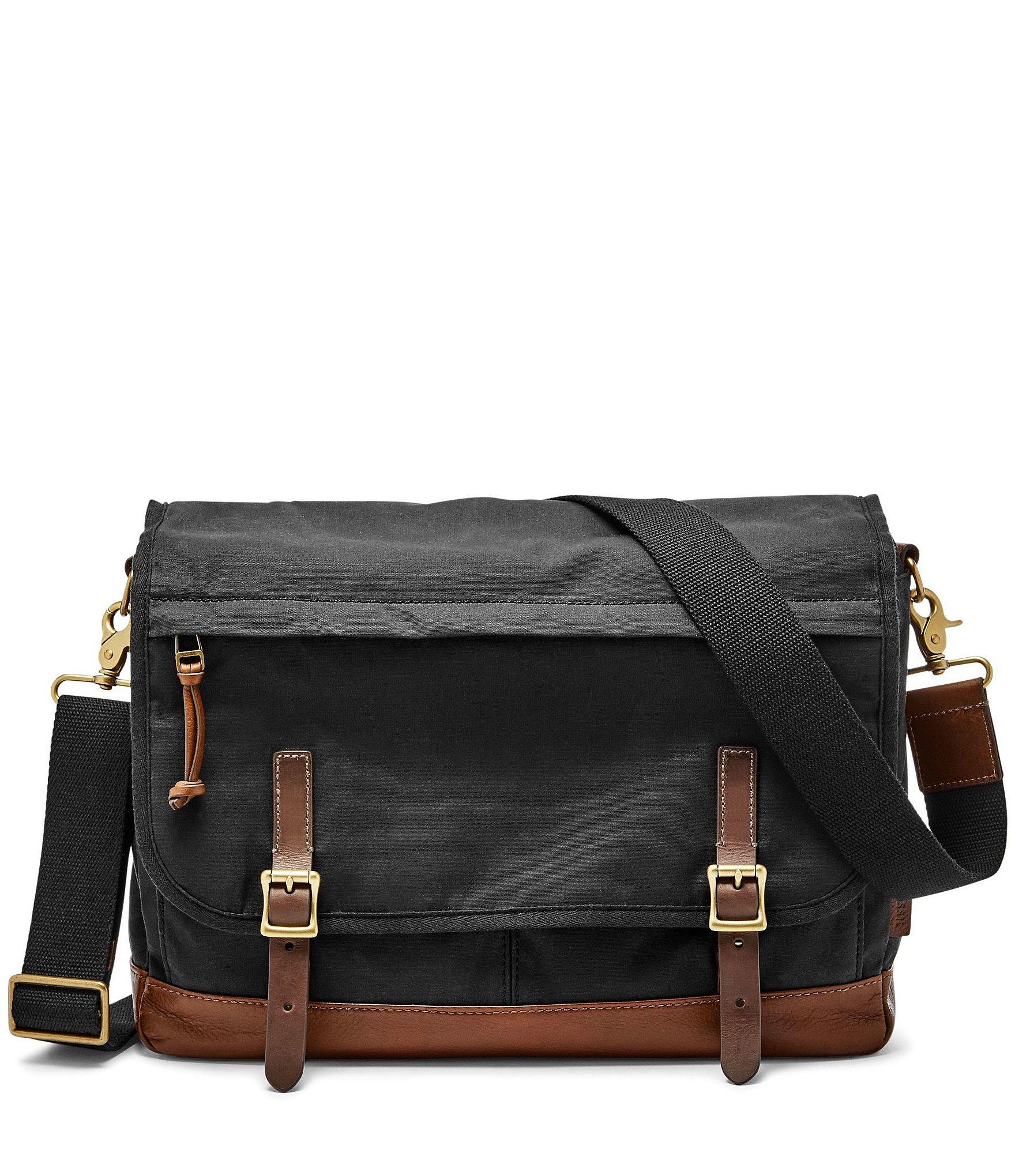 Fossil Defender Canvas Laptop Messenger Bag in Black for Men | Lyst