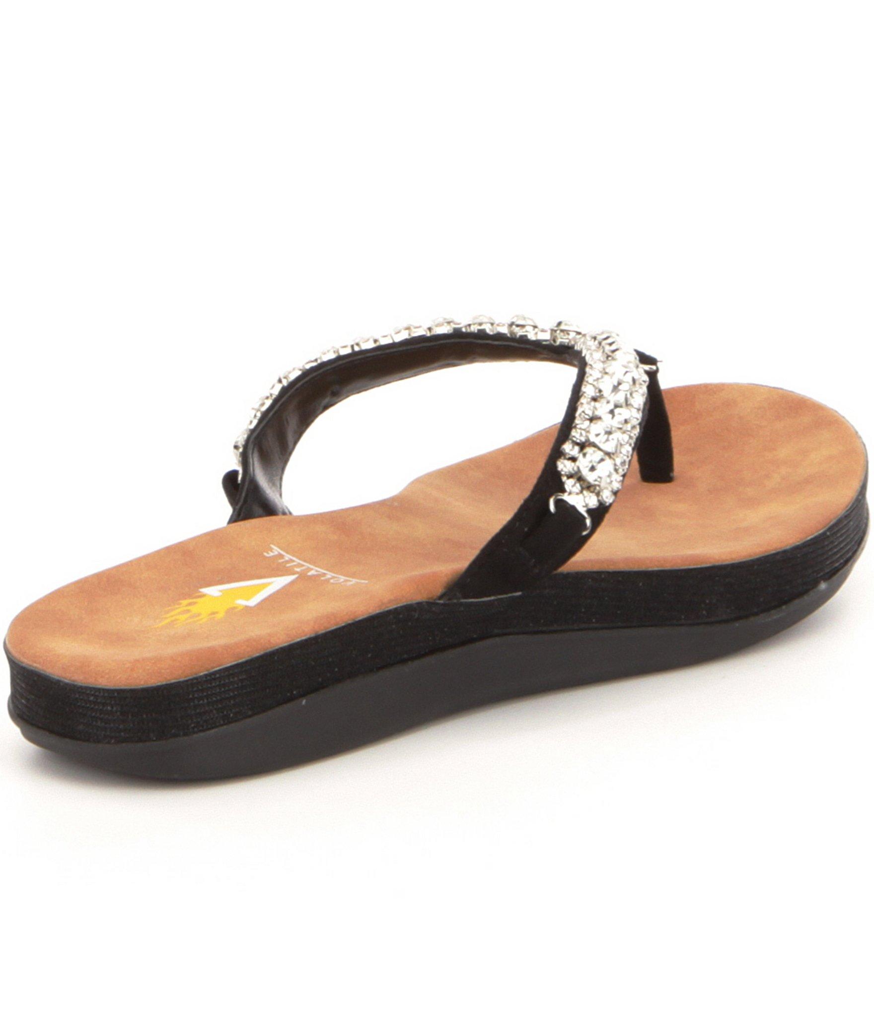 Lyst Volatile Graceful Textile Rhinestone Detail Thong Sandals in Black