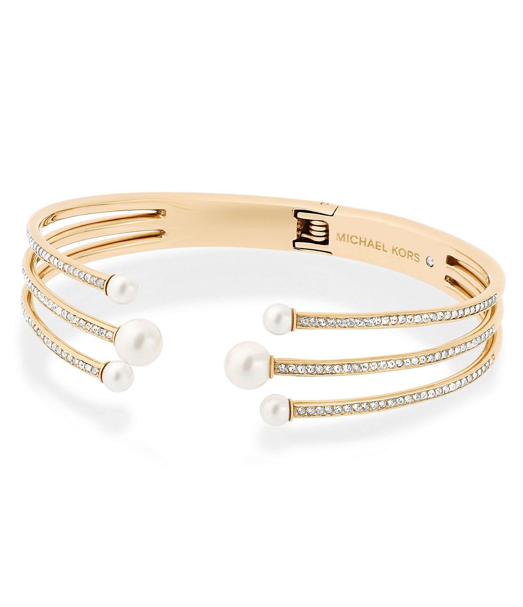 Michael Kors Classic Modern Fauxpearl Hinge Cuff Bracelet in Metallic Lyst