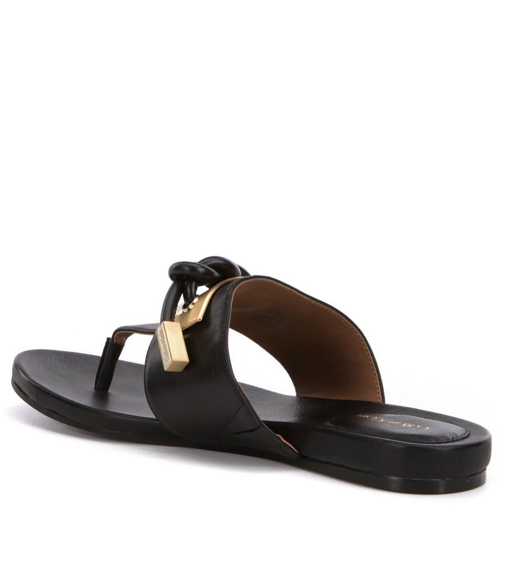 Calvin Klein Leather Parson Thong Sandals in Black - Lyst