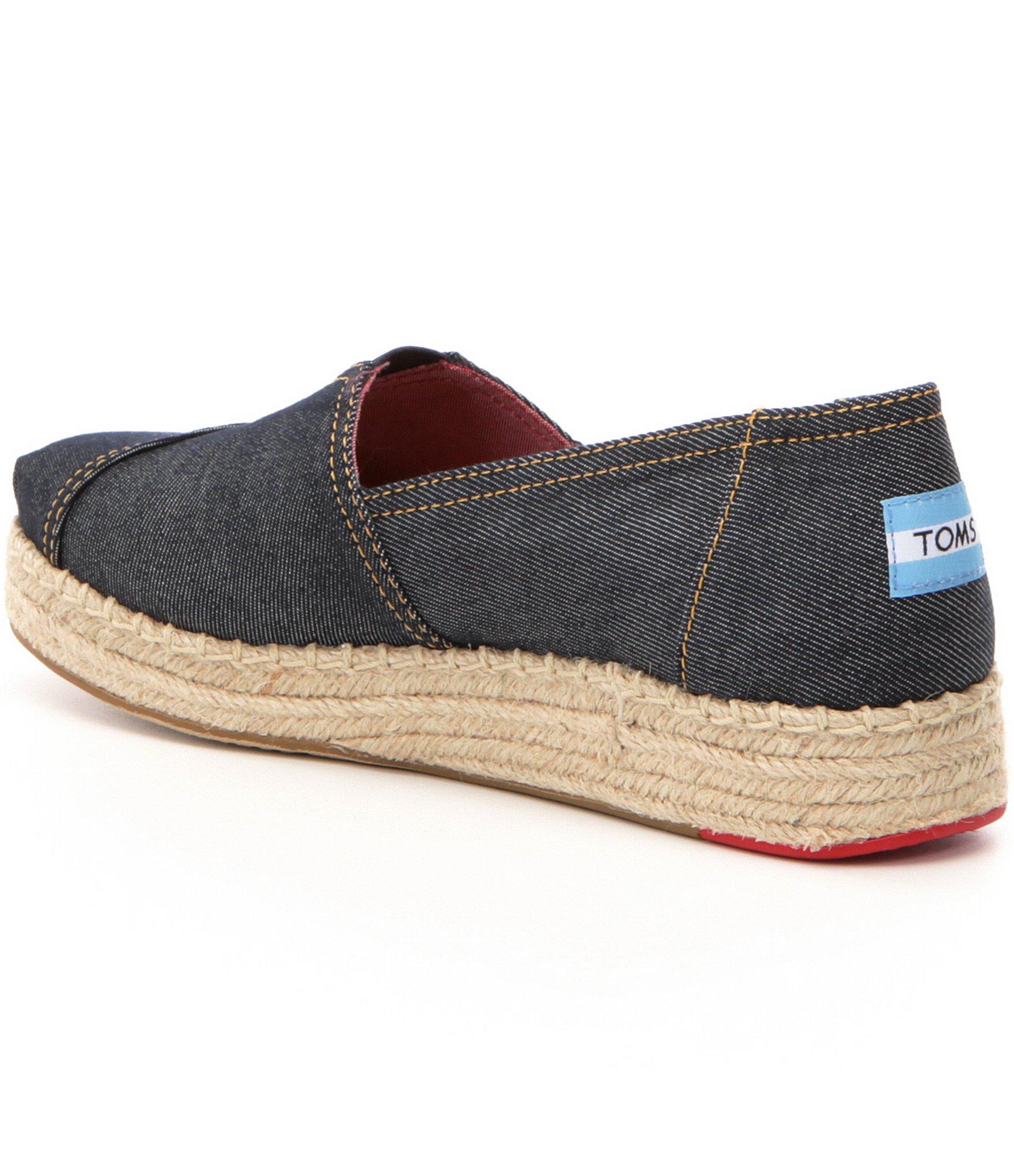 TOMS Rubber Platform Alpargata Espadrilles in Navy (Blue