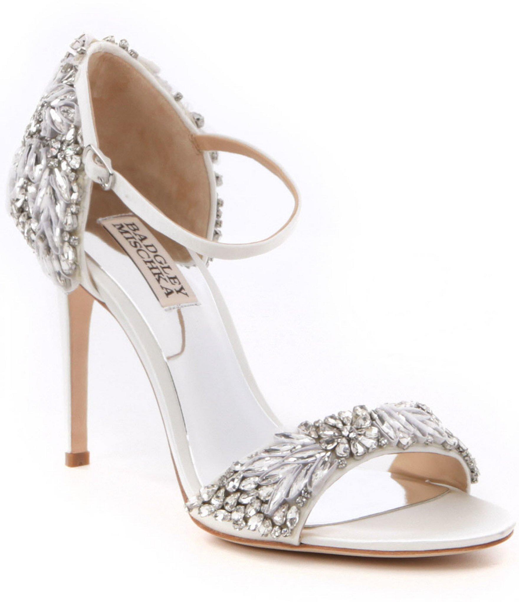 Lyst - Badgley Mischka Tampa Jeweled Satin Dress Sandals in White