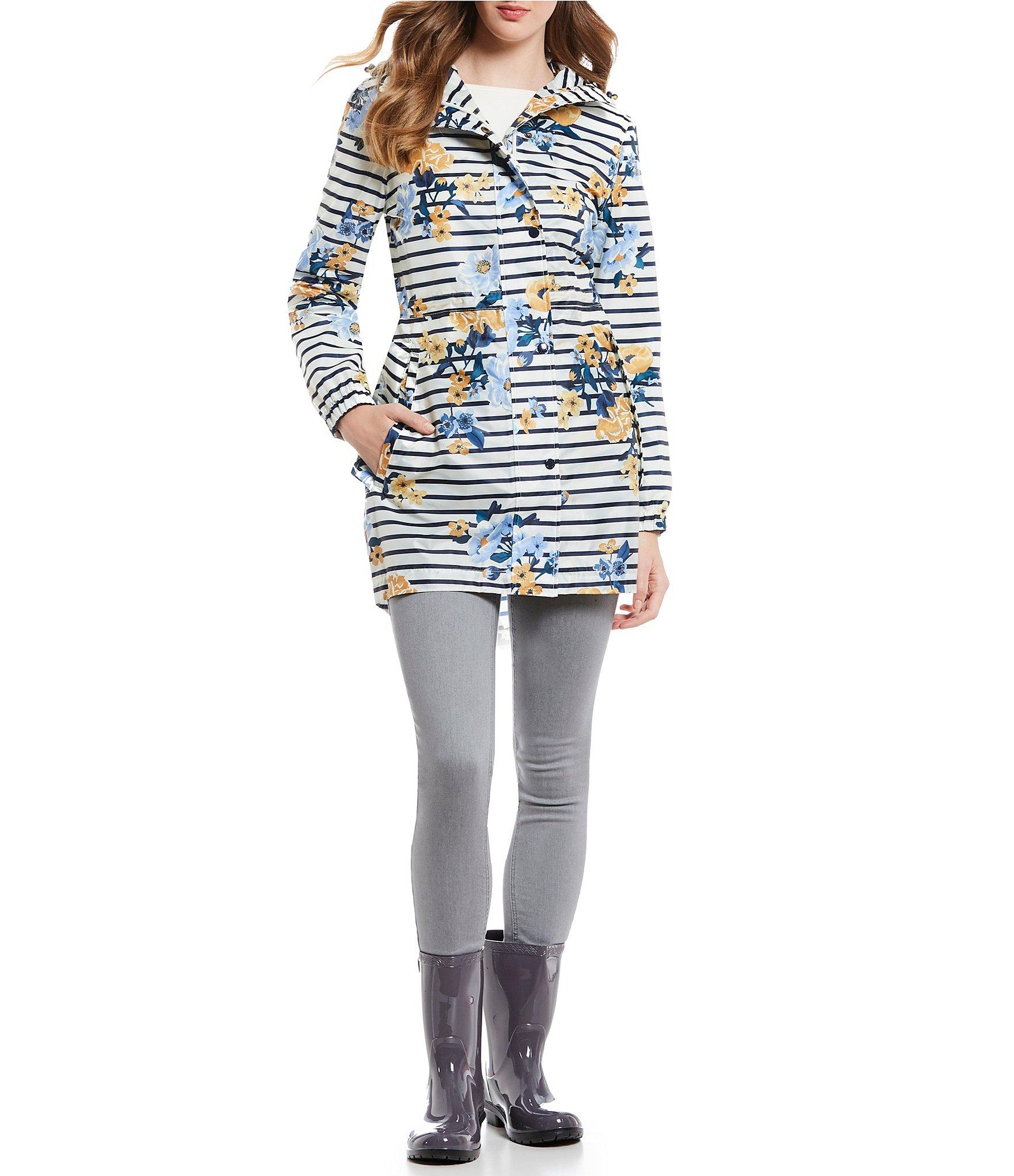 Joules Golightly Womens Printed Waterproof Packaway Jacket A/w in Cream Stripe Floral (Blue) Lyst
