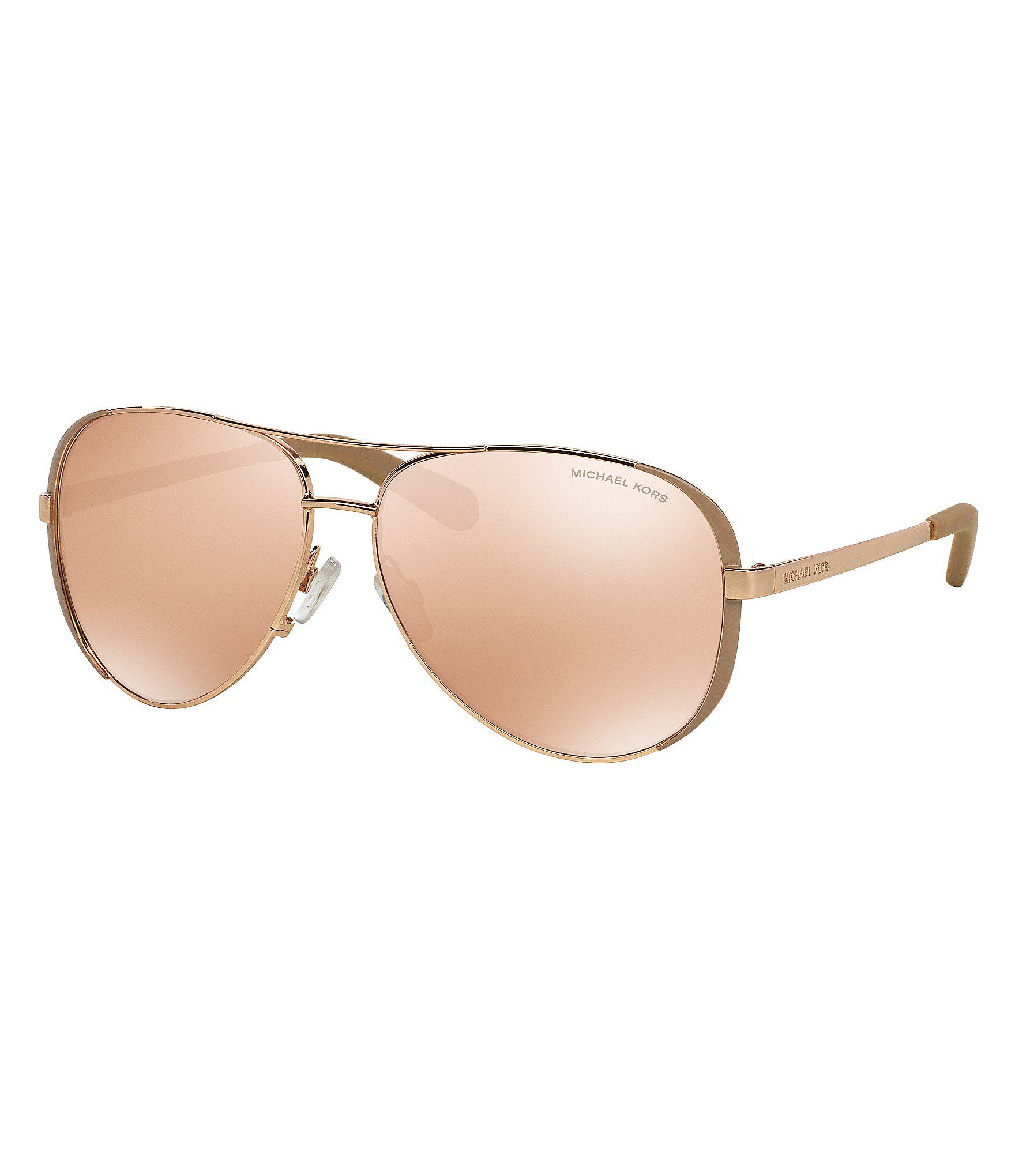 Michael Kors Chelsea Metal Uva Uvb Protection Aviator Sunglasses In Metallic Lyst