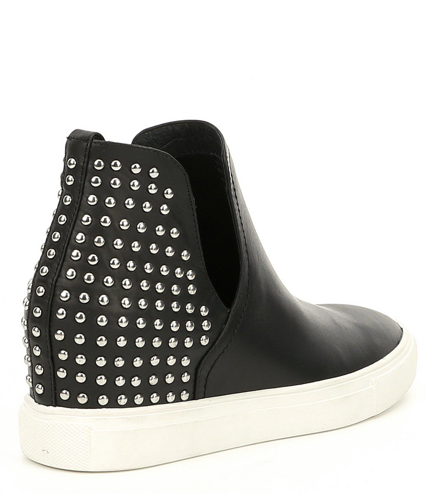 steven by steve madden coin leather and stud wedge sneakers