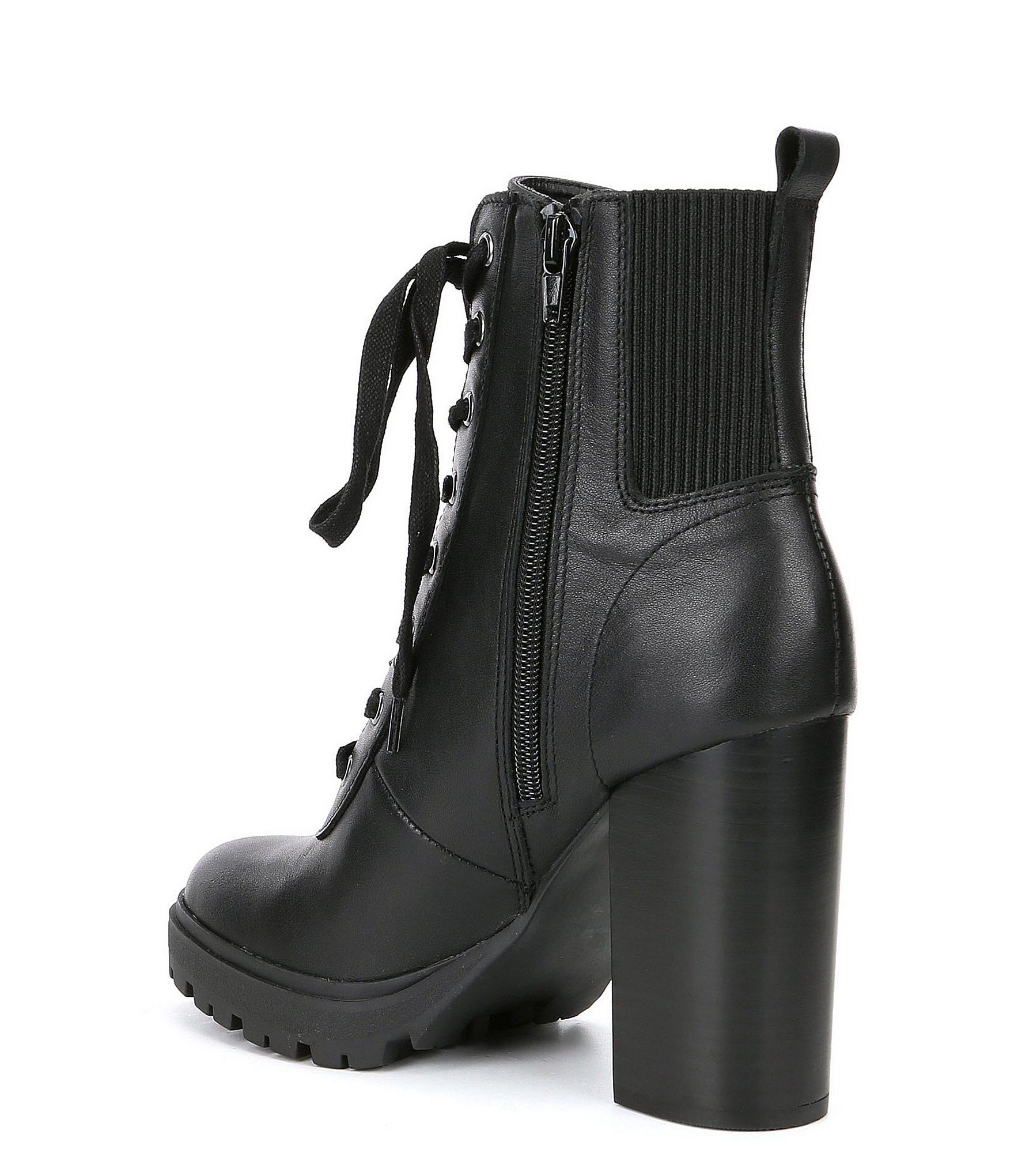 latch black leather boots