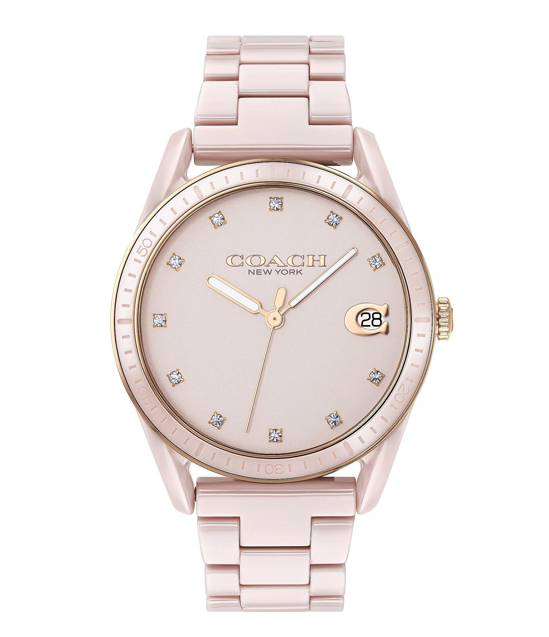 COACH Preston Ceramic Bracelet Watch in Pink (Metallic) - Save 25% - Lyst