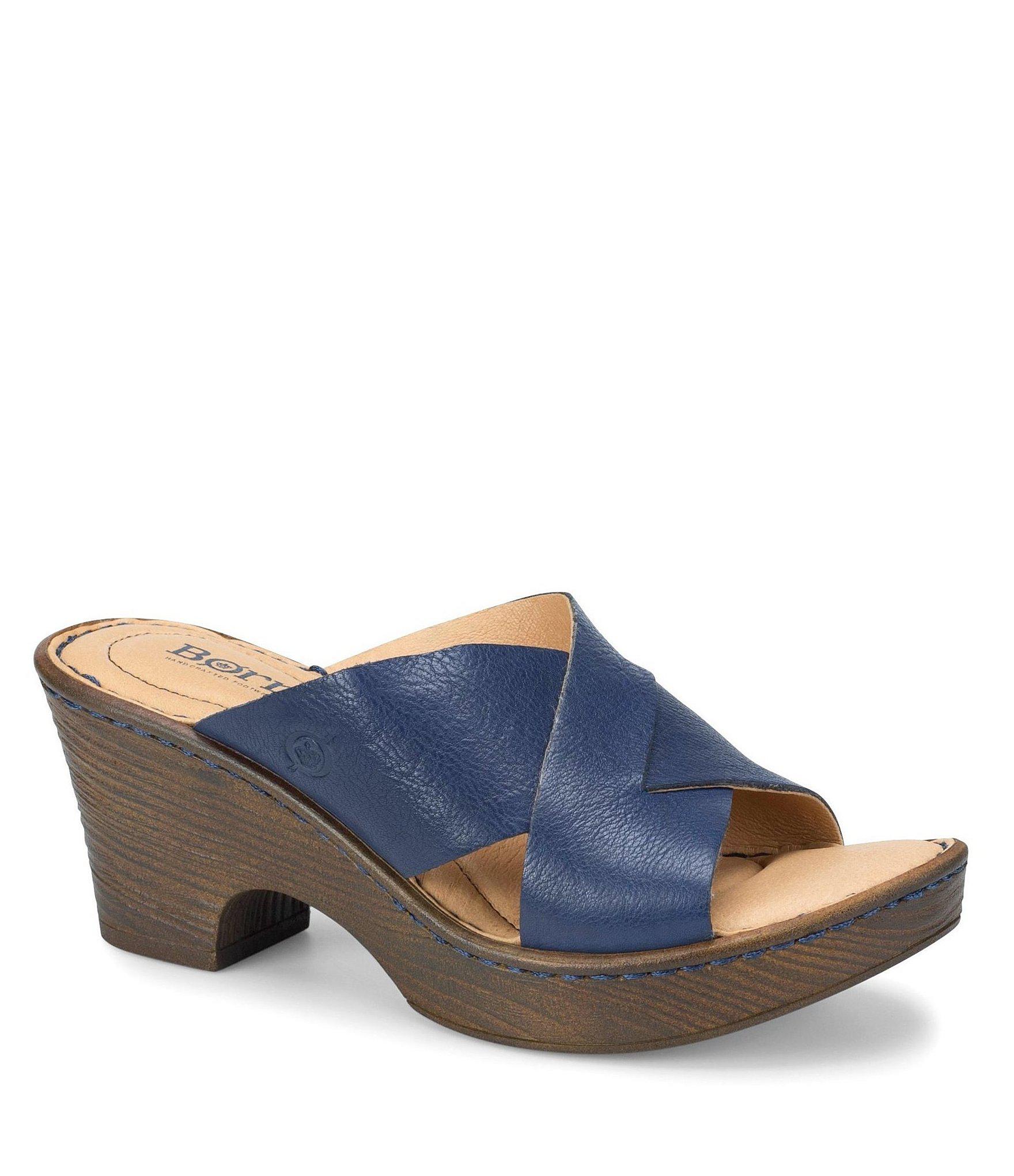 Born Coney Leather Block Heel Sandals in Navy (Blue) - Save 49% - Lyst