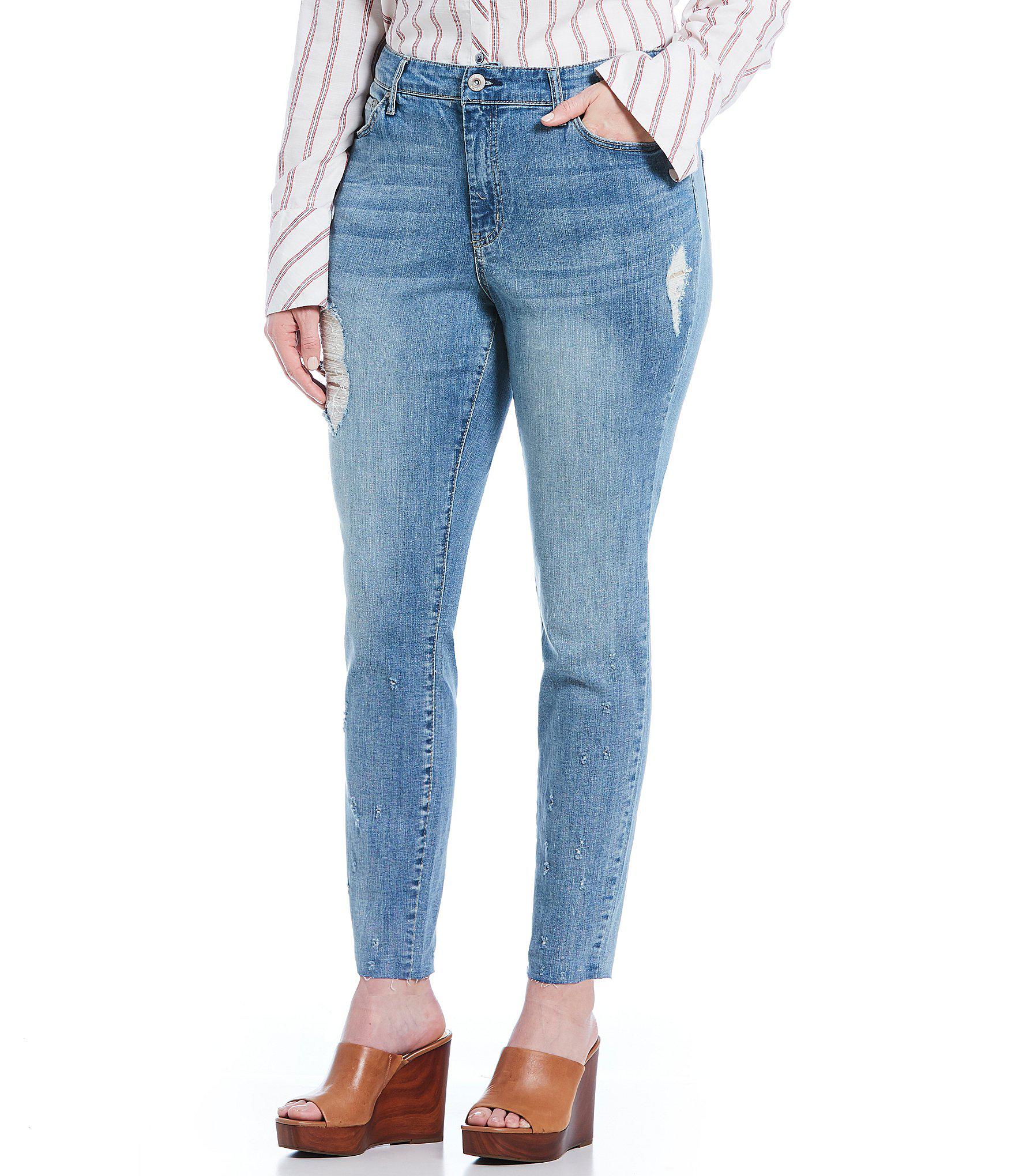 Lyst Jessica Simpson Plus Size Curvy Distressed High Rise Jeans in Blue