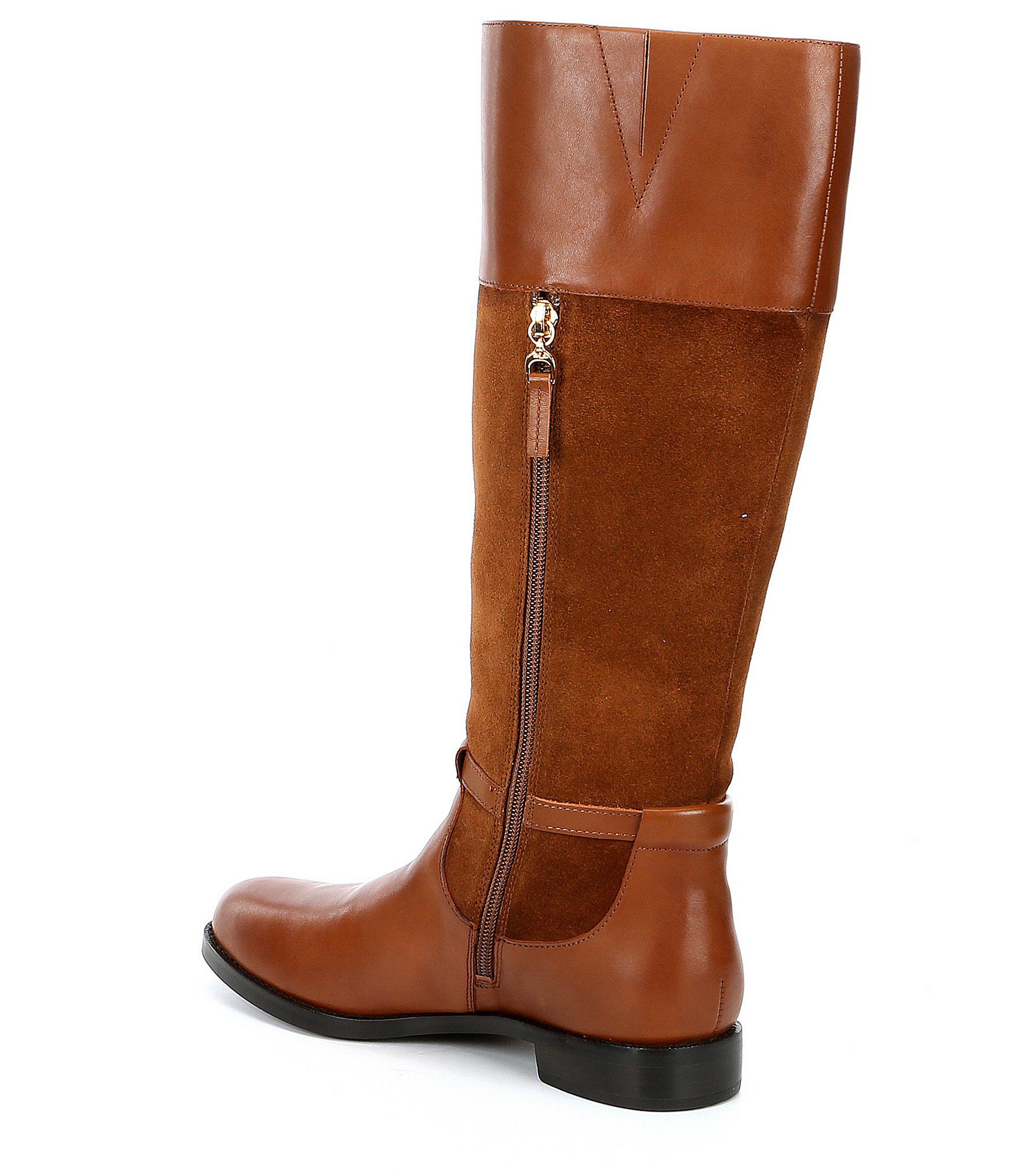 Lauren by Ralph Lauren Harlee Leather And Suede Tall Boots in Brown - Lyst