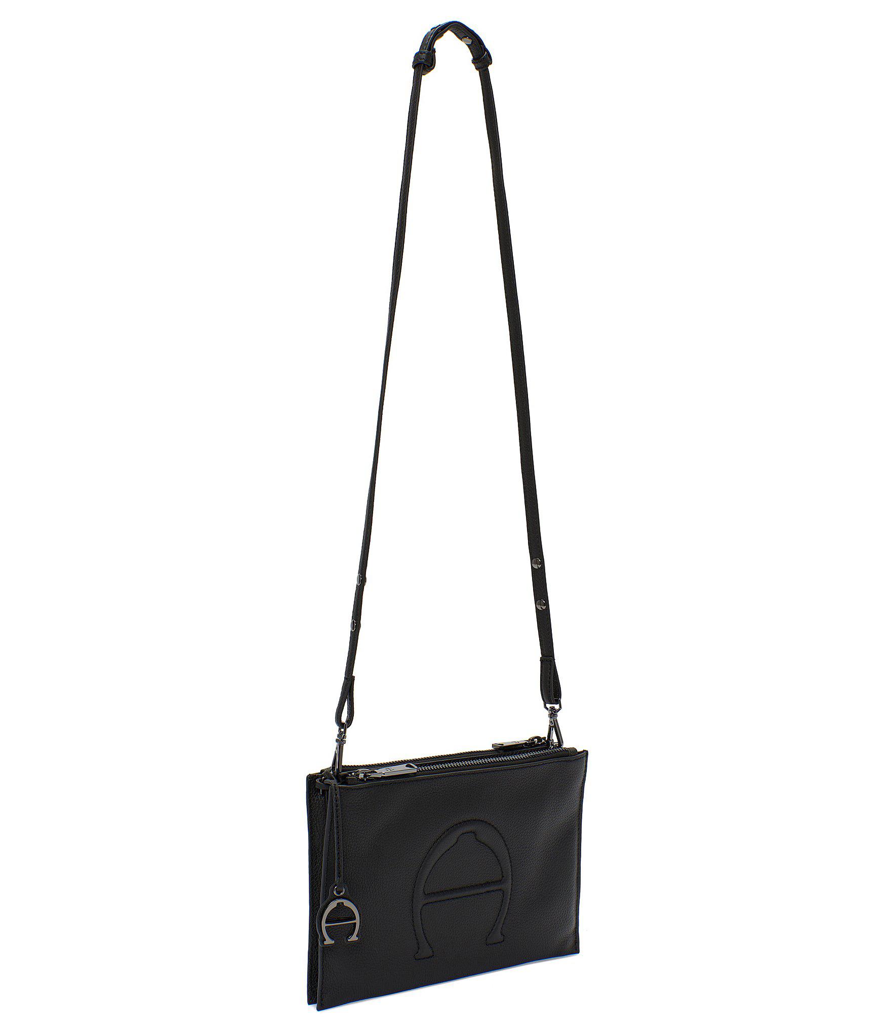 Etienne Aigner Angela Leather Cross Body Bag In Black Lyst