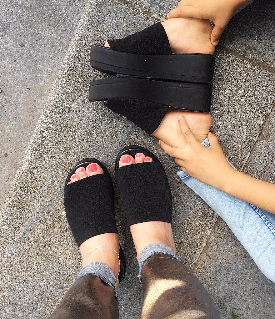 black slinky platform sandals