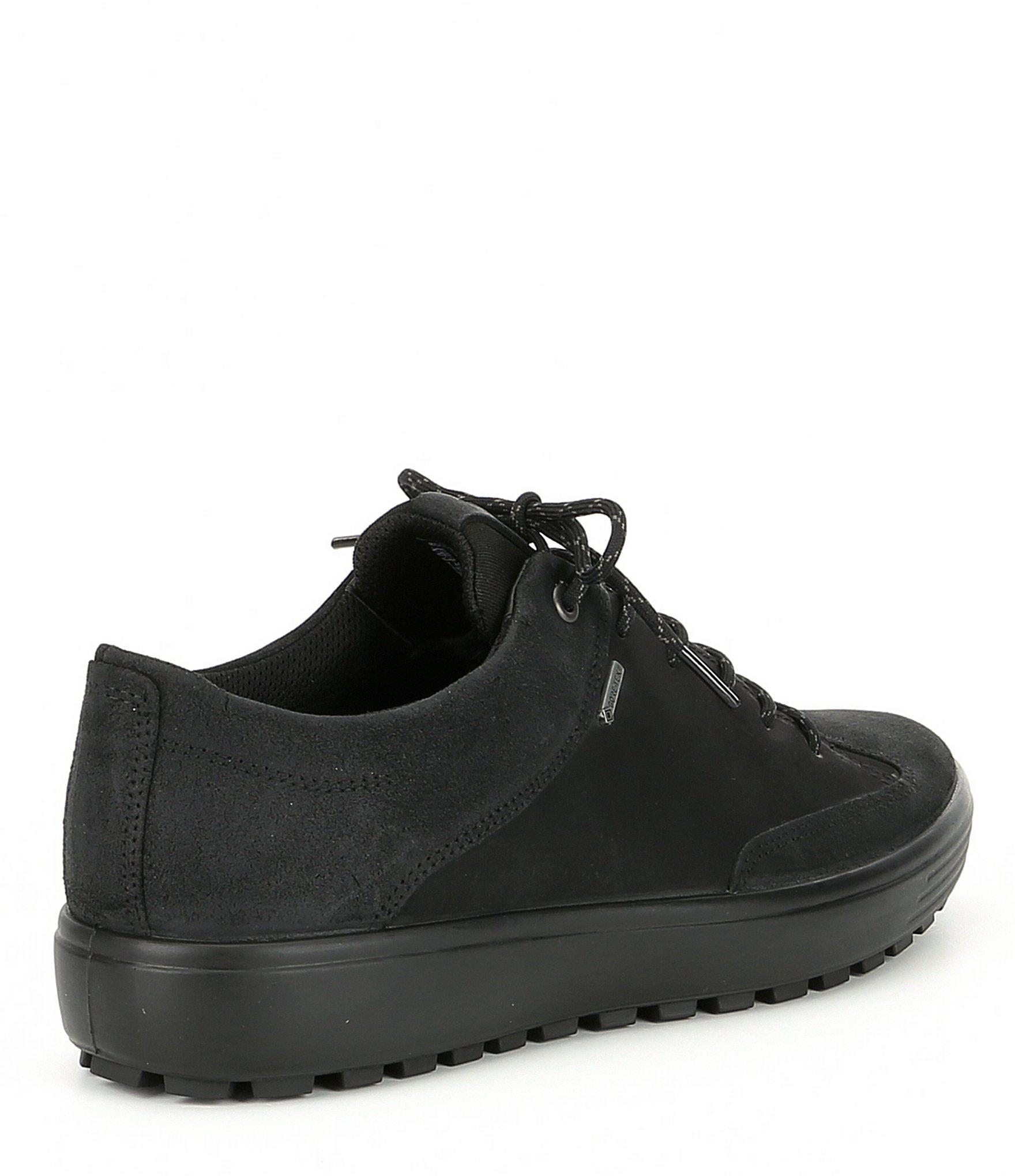 ecco mens black leather sneakers