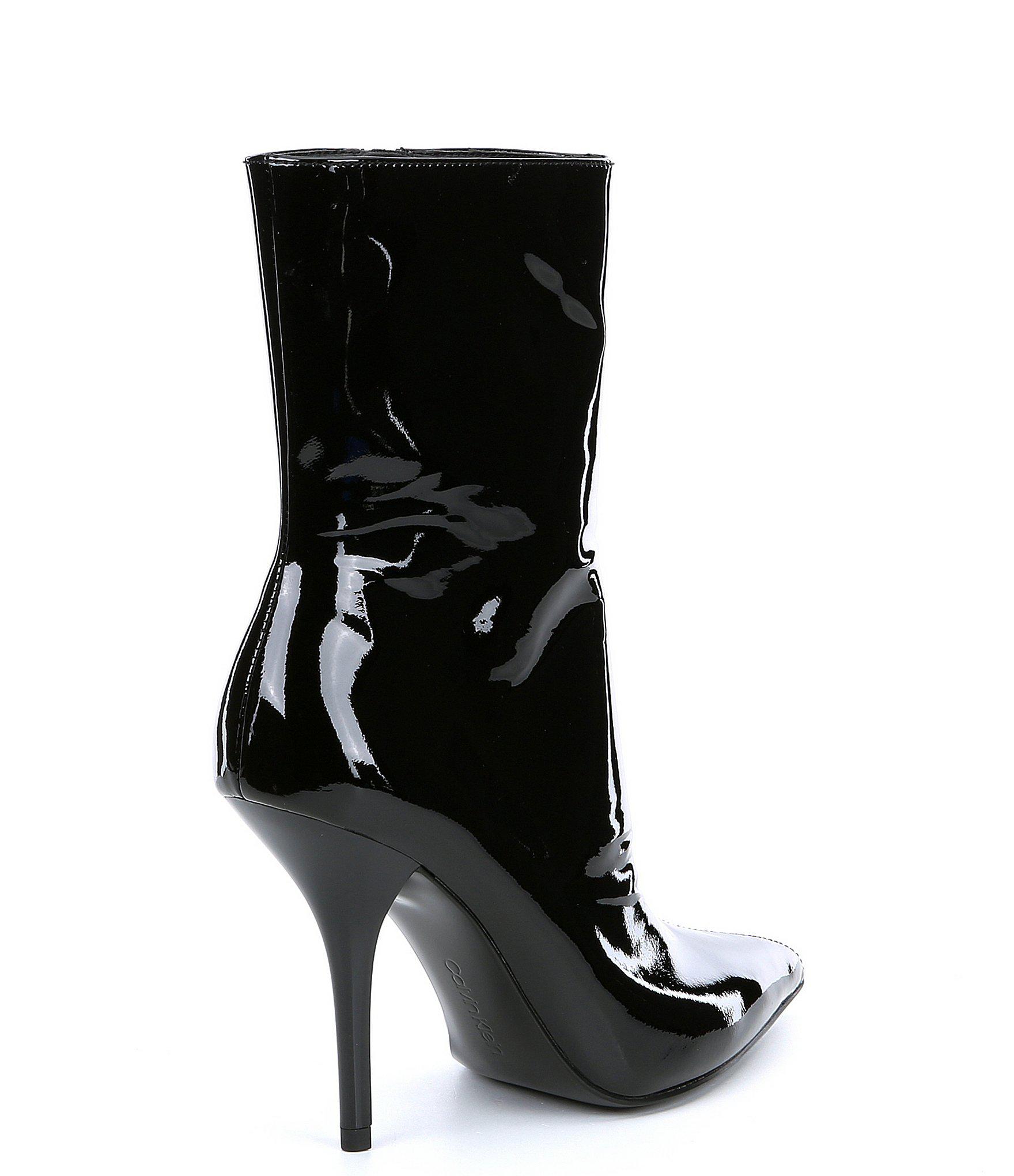 calvin klein patent leather booties