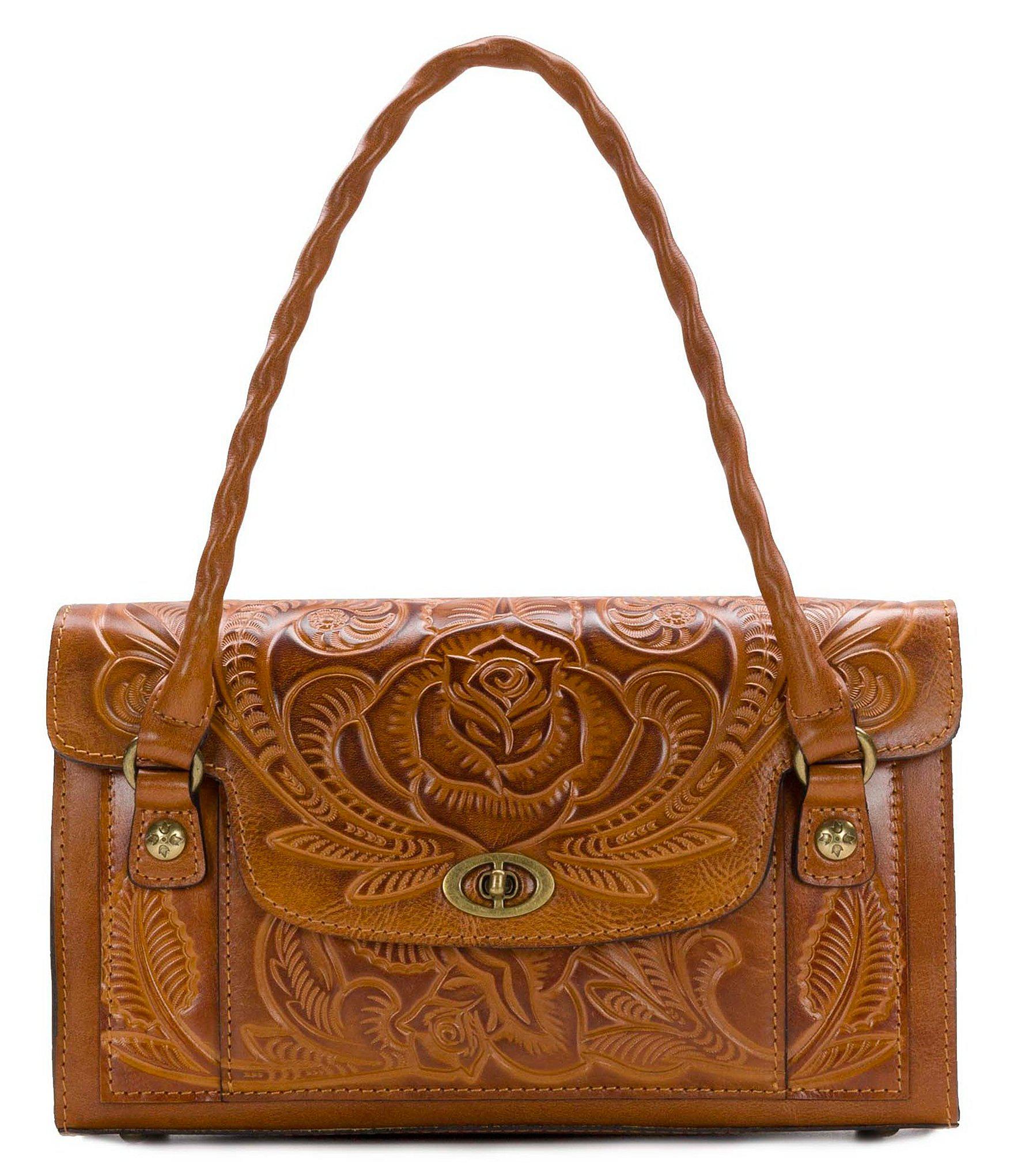 Patricia Nash Burnished Tooled Collection Sanabria Satchel in Metallic