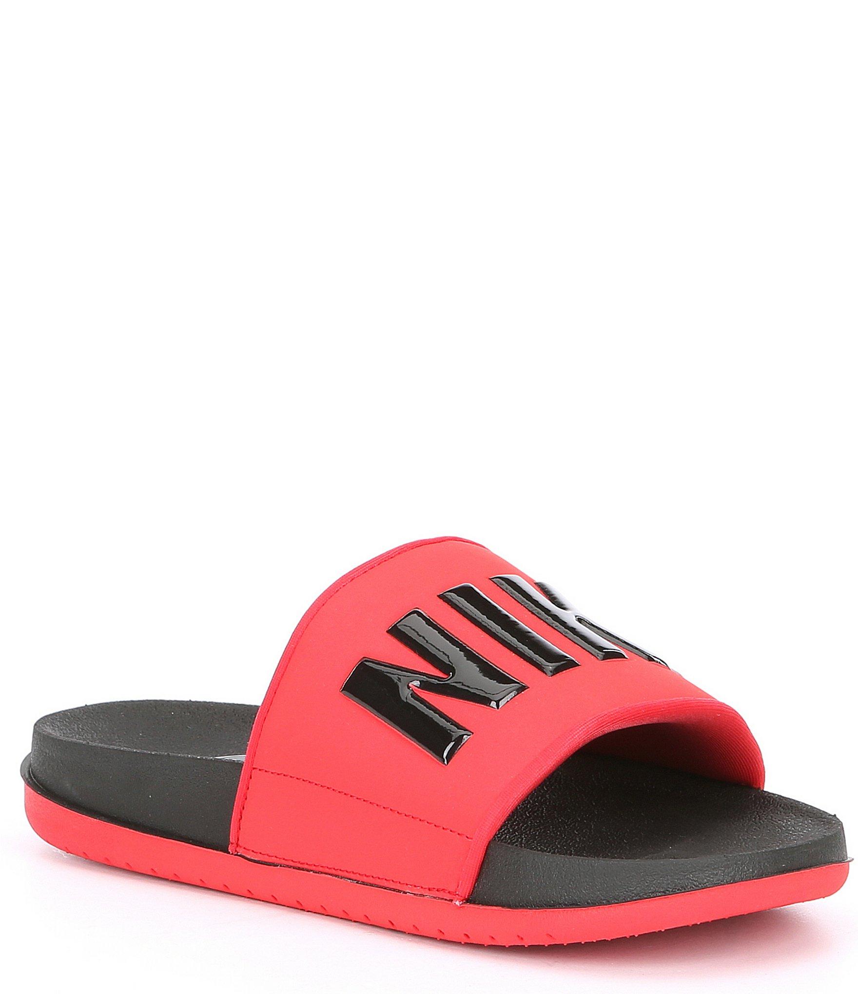 nike sandals red and black