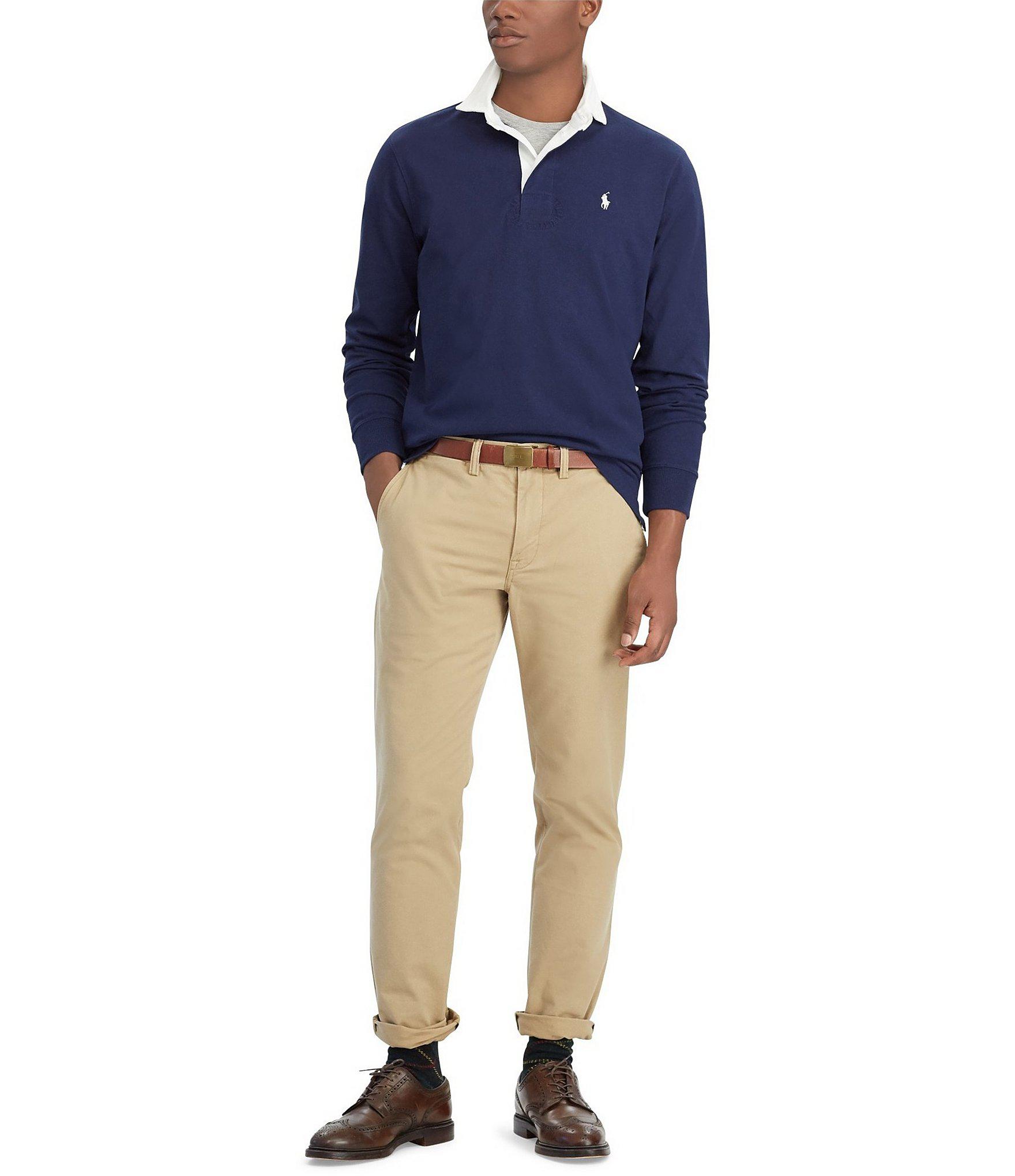 Polo Ralph Lauren Iconic Solid Longsleeve Rugby Shirt in Blue for Men