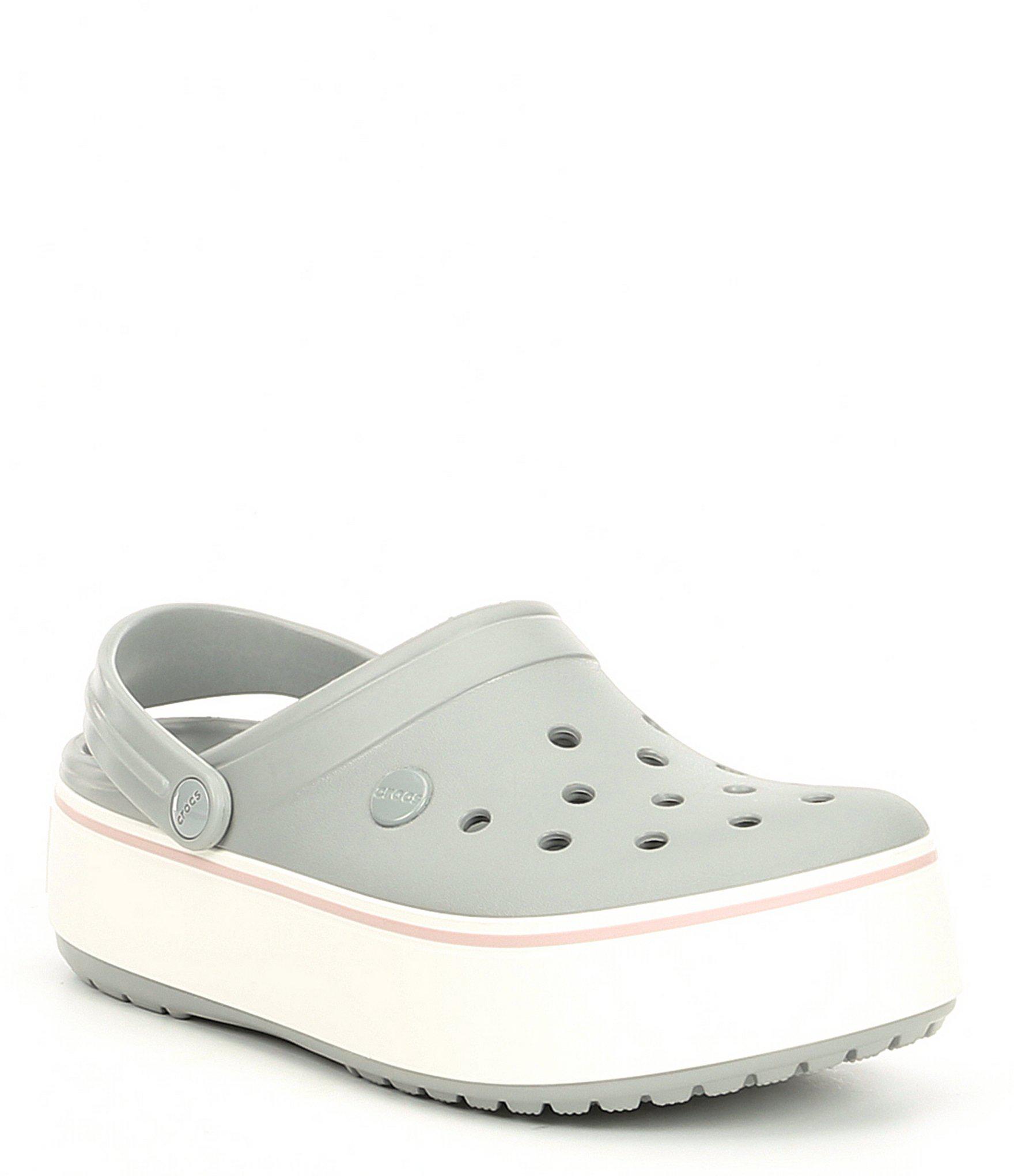 grey platform crocs