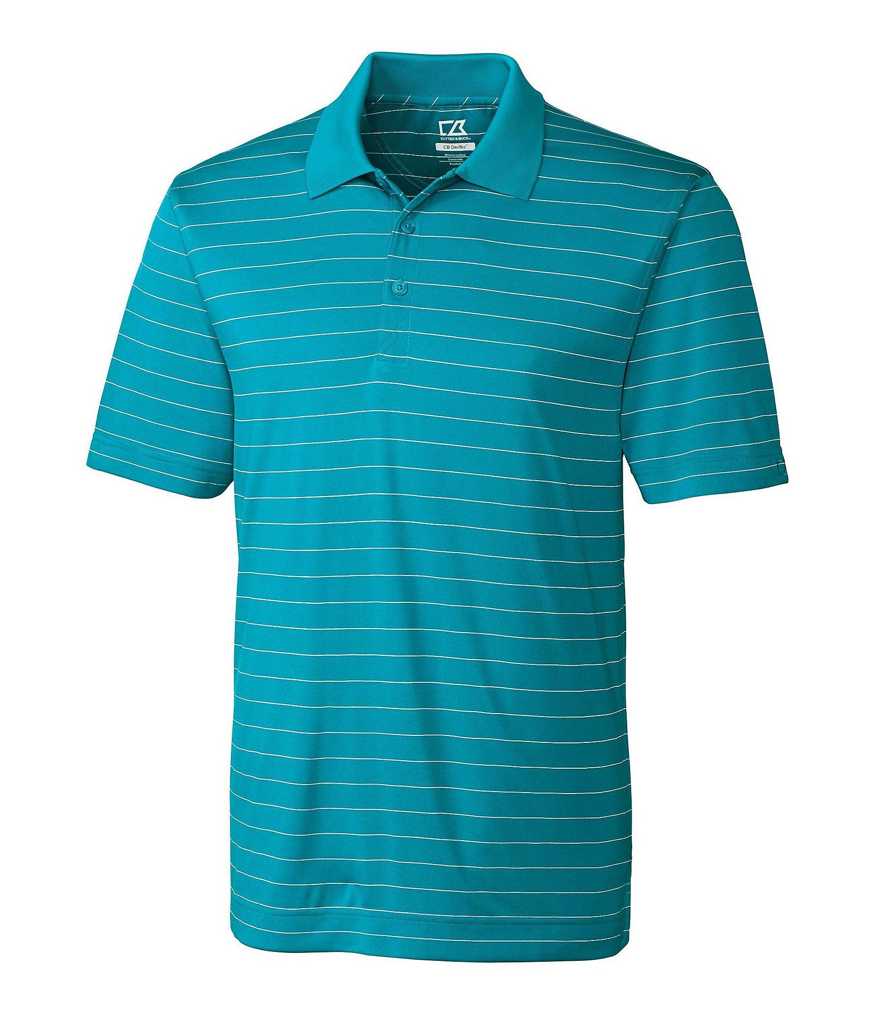 Cutter & Buck Golf Drytec Franklin Horizontal Stripe Polo Shirt in Blue