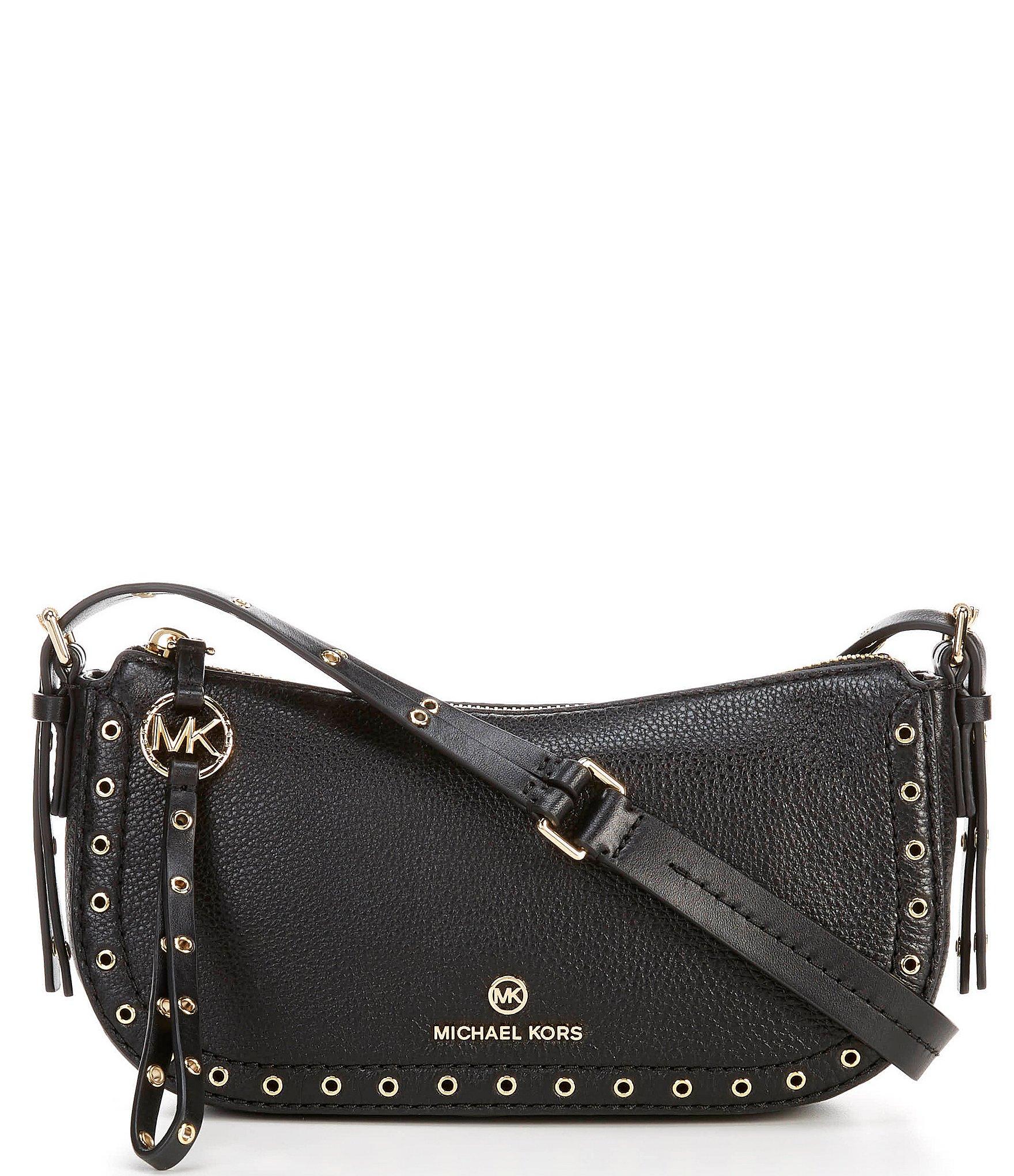 Michael Kors Michael Camden Studded Pebble Leather Extra Small Pouchette in Black - Lyst