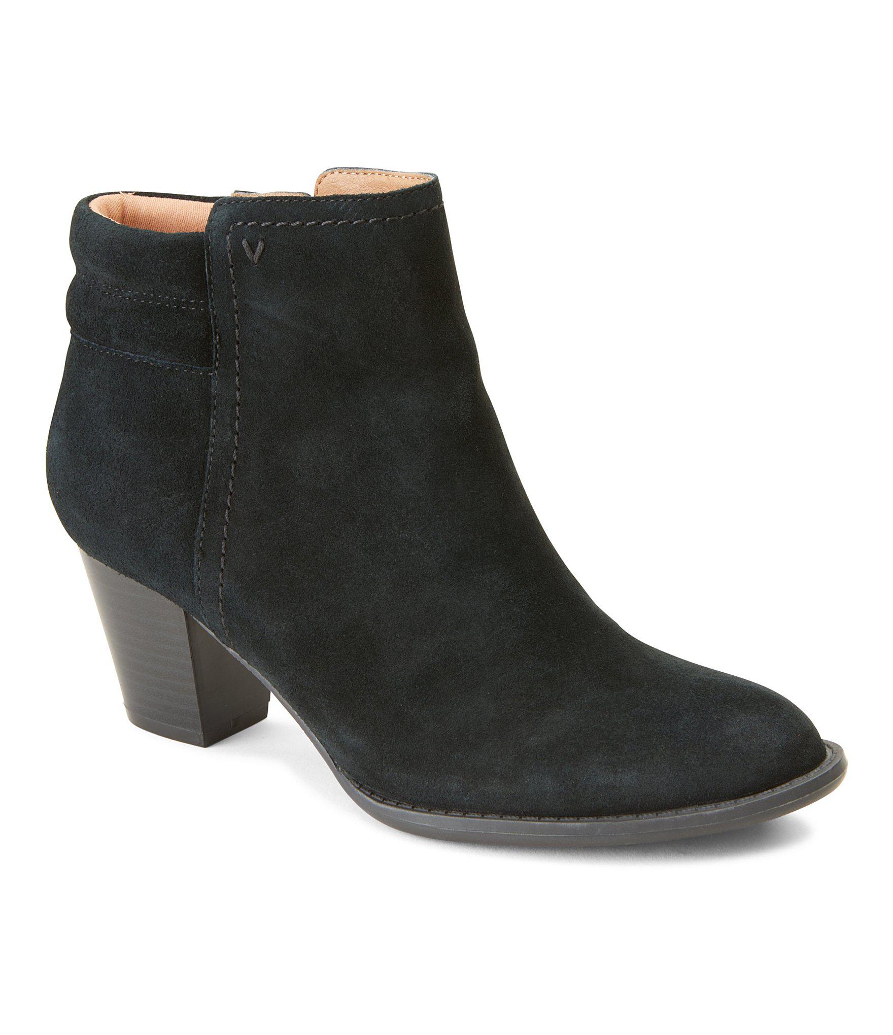 Vionic Jessie Suede Block Heel Booties in Black - Lyst