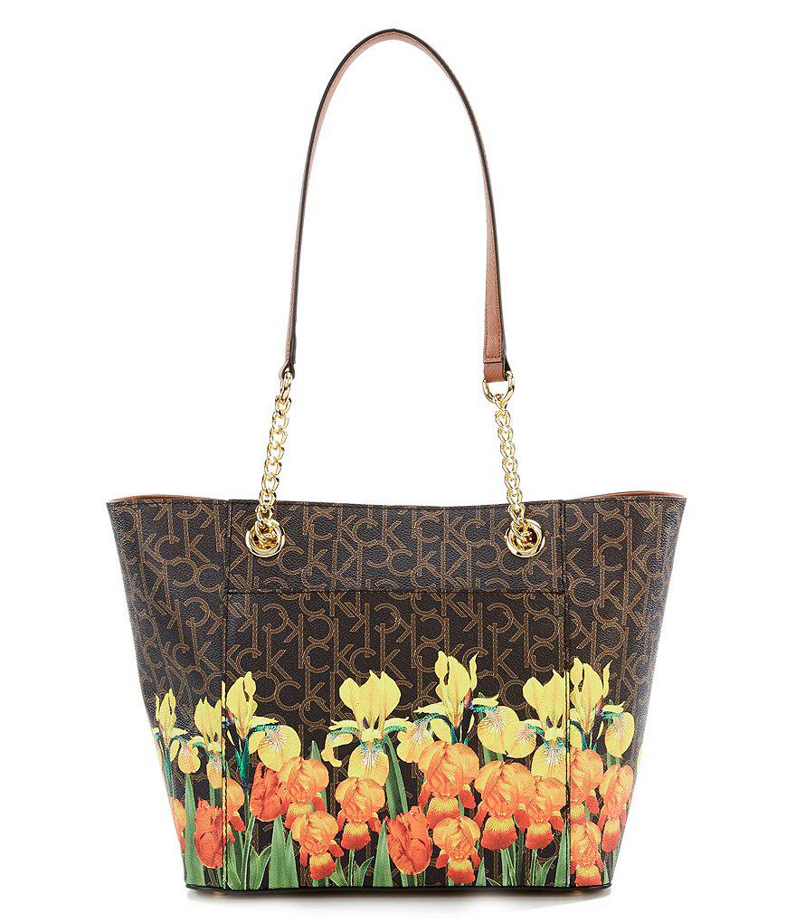 calvin klein floral tote bag
