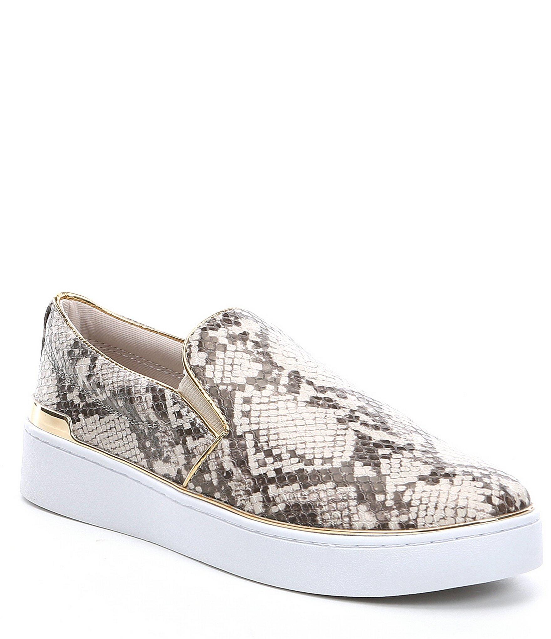 snake print slip ons