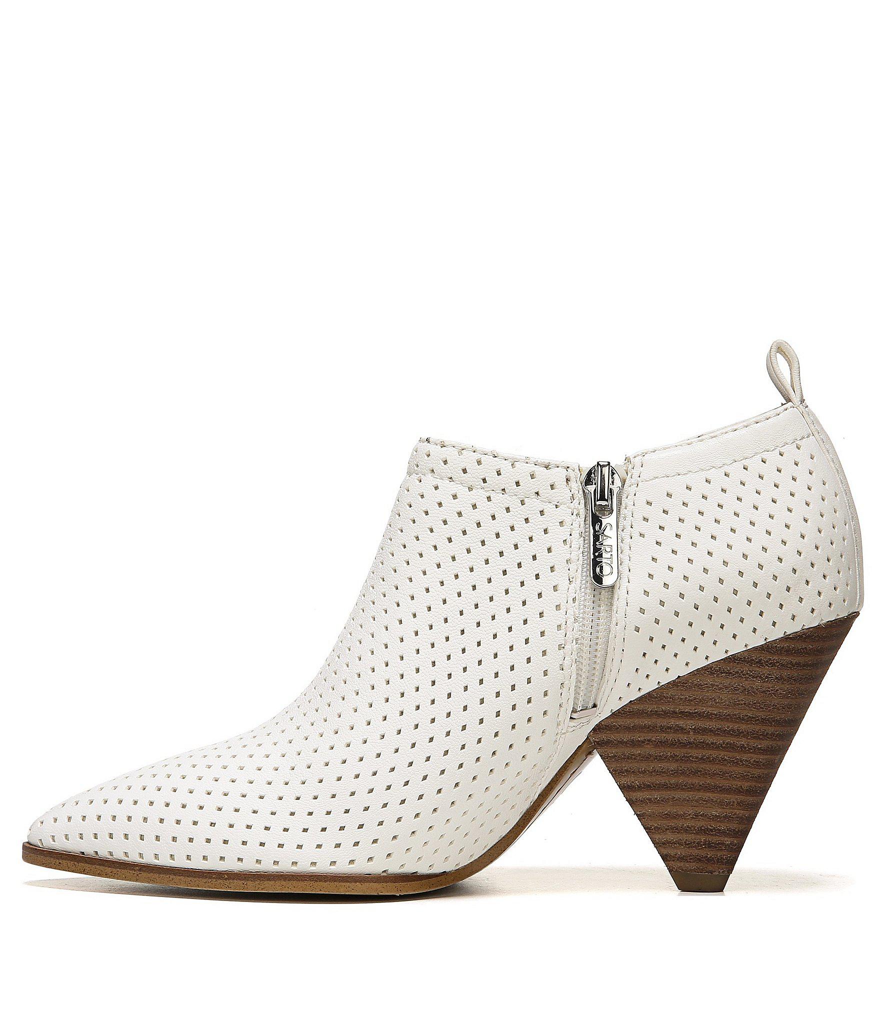 white perforated booties