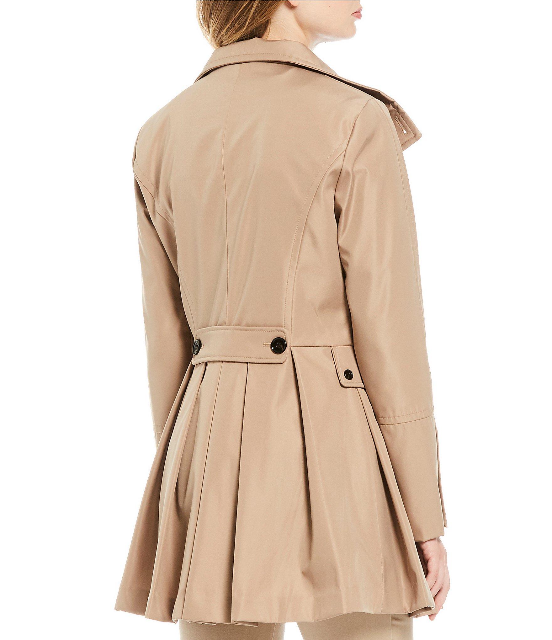 Calvin Klein Double Breated Rain Coat With Pleated Skirt And Detachable ...