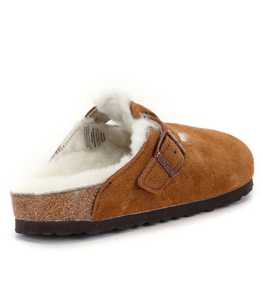 birkenstock boston wool lined mules in mink