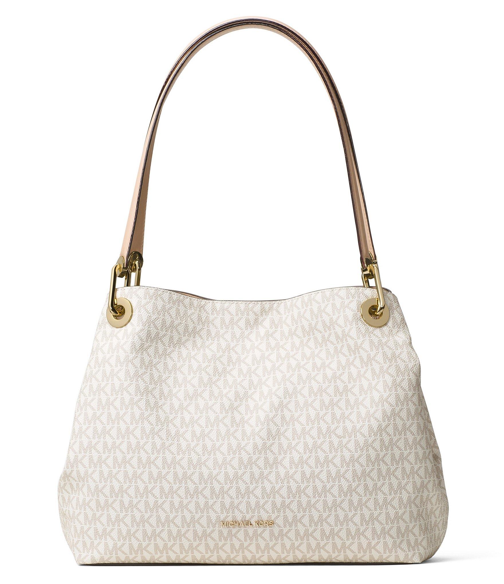 MICHAEL Michael Kors Raven Signature Large Shoulder Tote in Vanilla ...